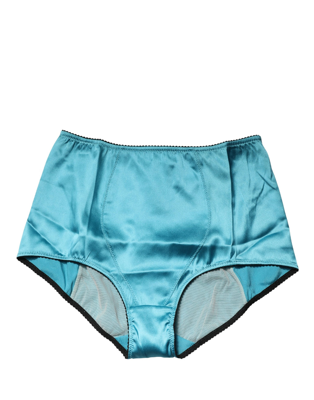 Culotte haute en soie mélangée Dolce & Gabbana bleu, sous-vêtement élégant à taille haute, finition raffinée et confortable.