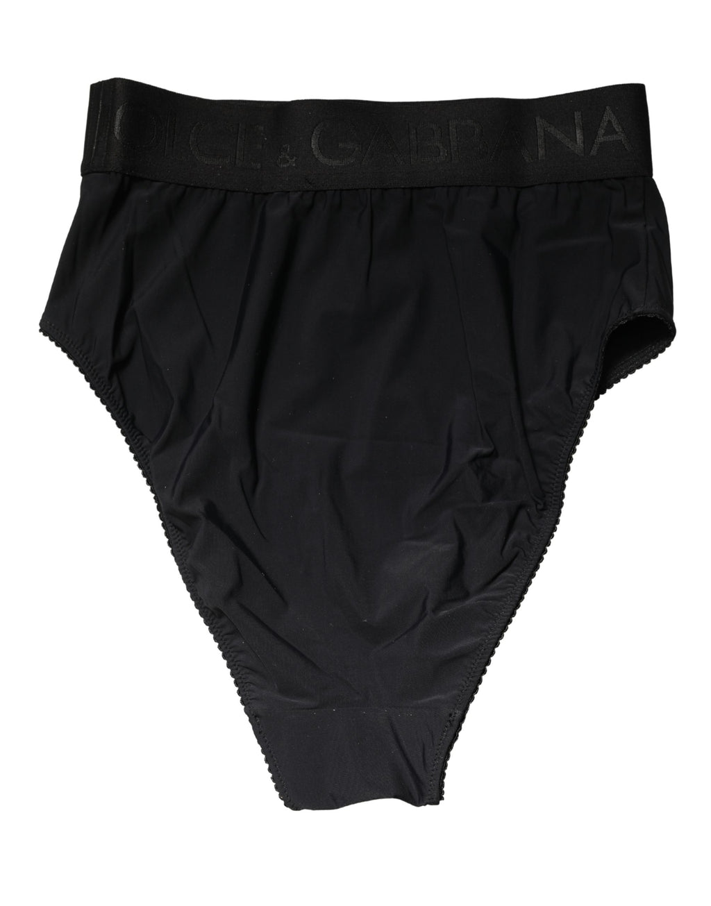Sous-vêtements Dolce & Gabbana, culotte haute à taille avec logo noir sur la ceinture.