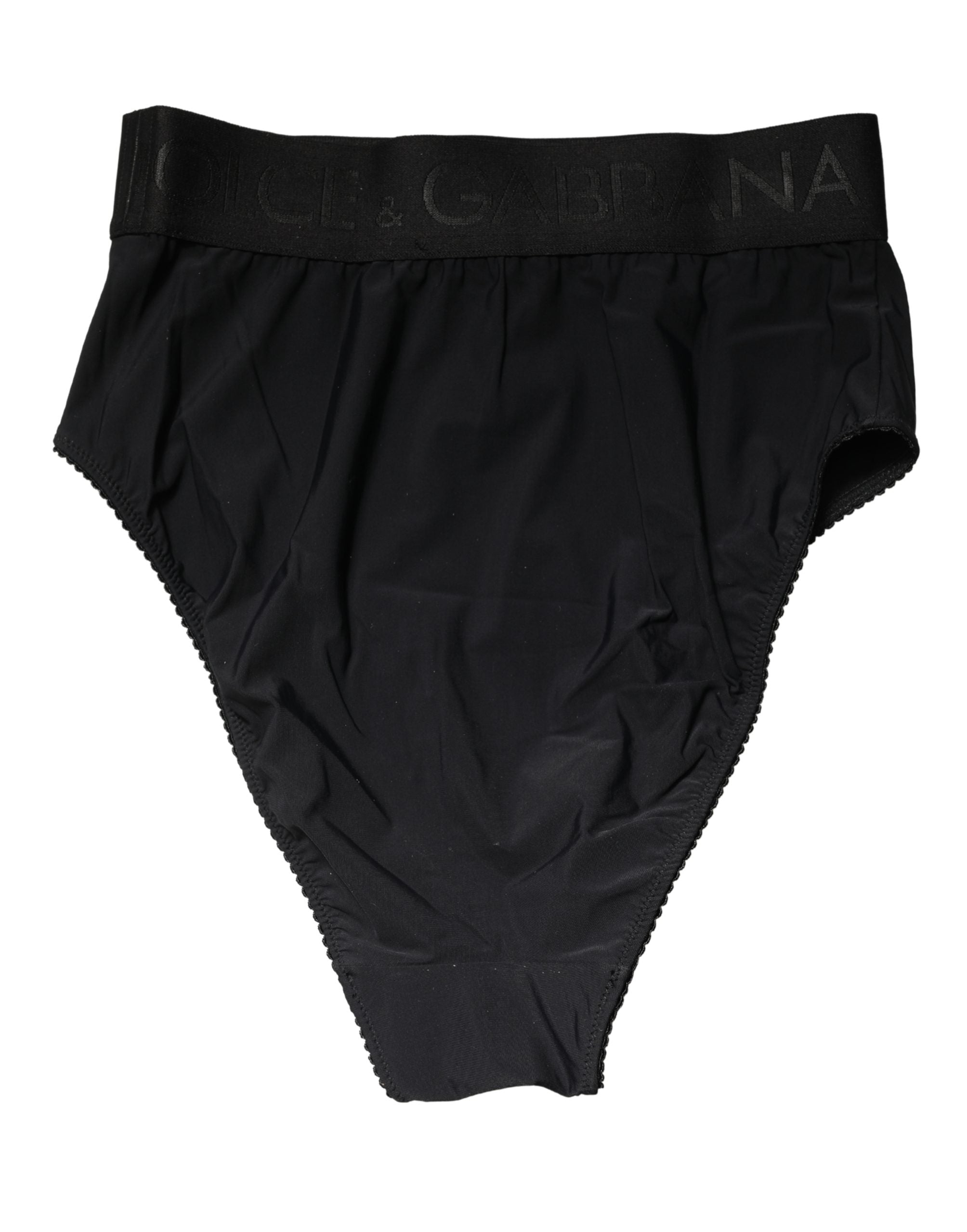 Sous-vêtements Dolce & Gabbana, culotte haute à taille avec logo noir sur la ceinture.