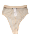 Culotte beige en soie mélangée de Dolce & Gabbana, taille haute, sous-vêtements élégants et confortables.