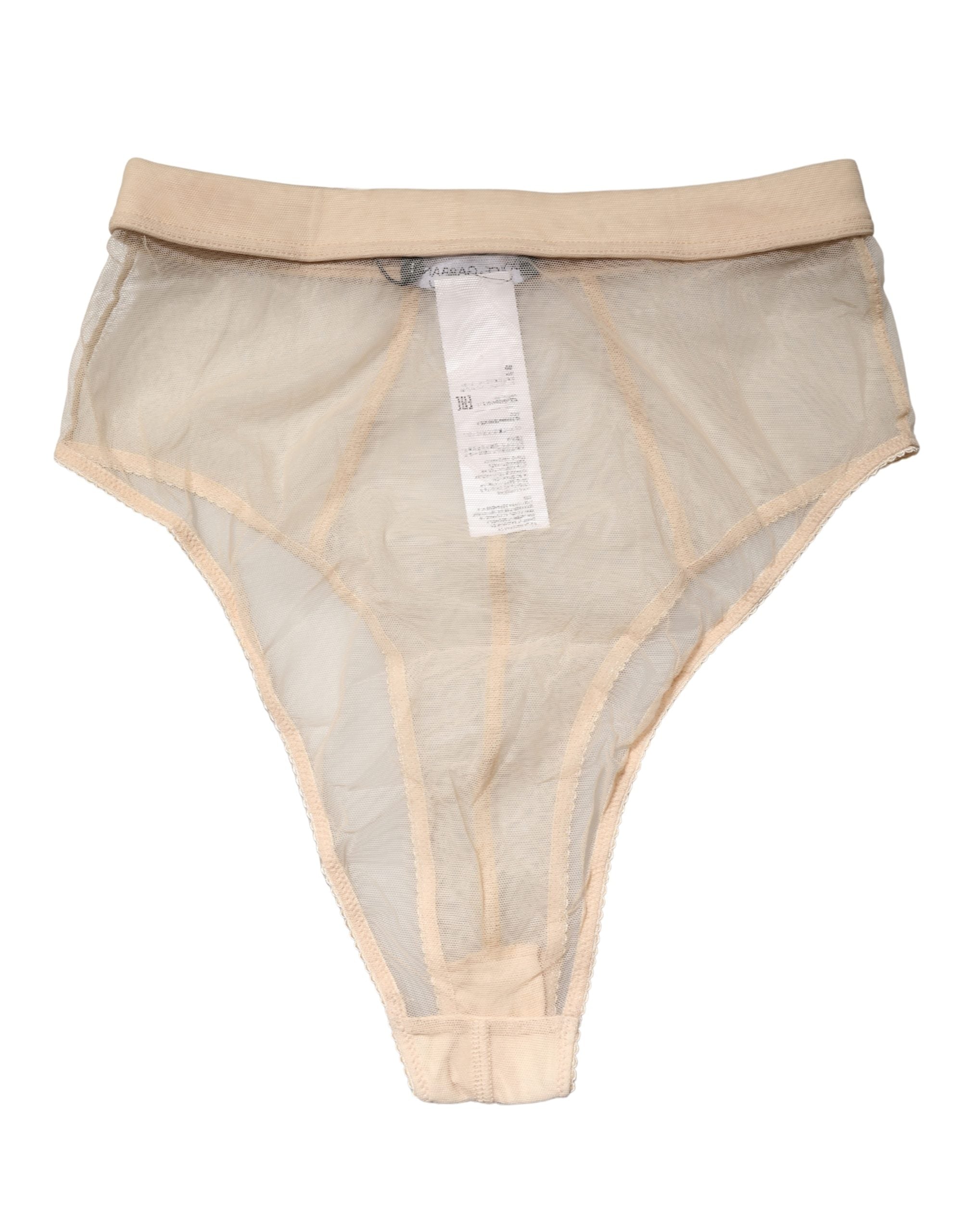 Culotte beige en soie mélangée de Dolce & Gabbana, taille haute, sous-vêtements élégants et confortables.