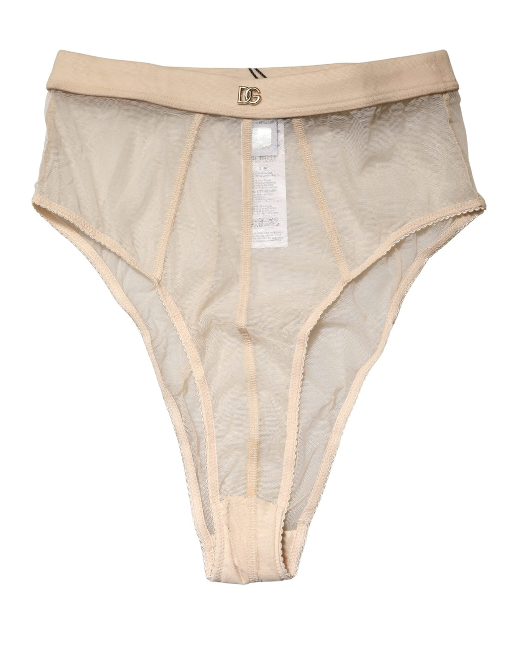 Culotte haute beige en soie mélangée de Dolce & Gabbana, sous-vêtements féminins élégants et confortables.