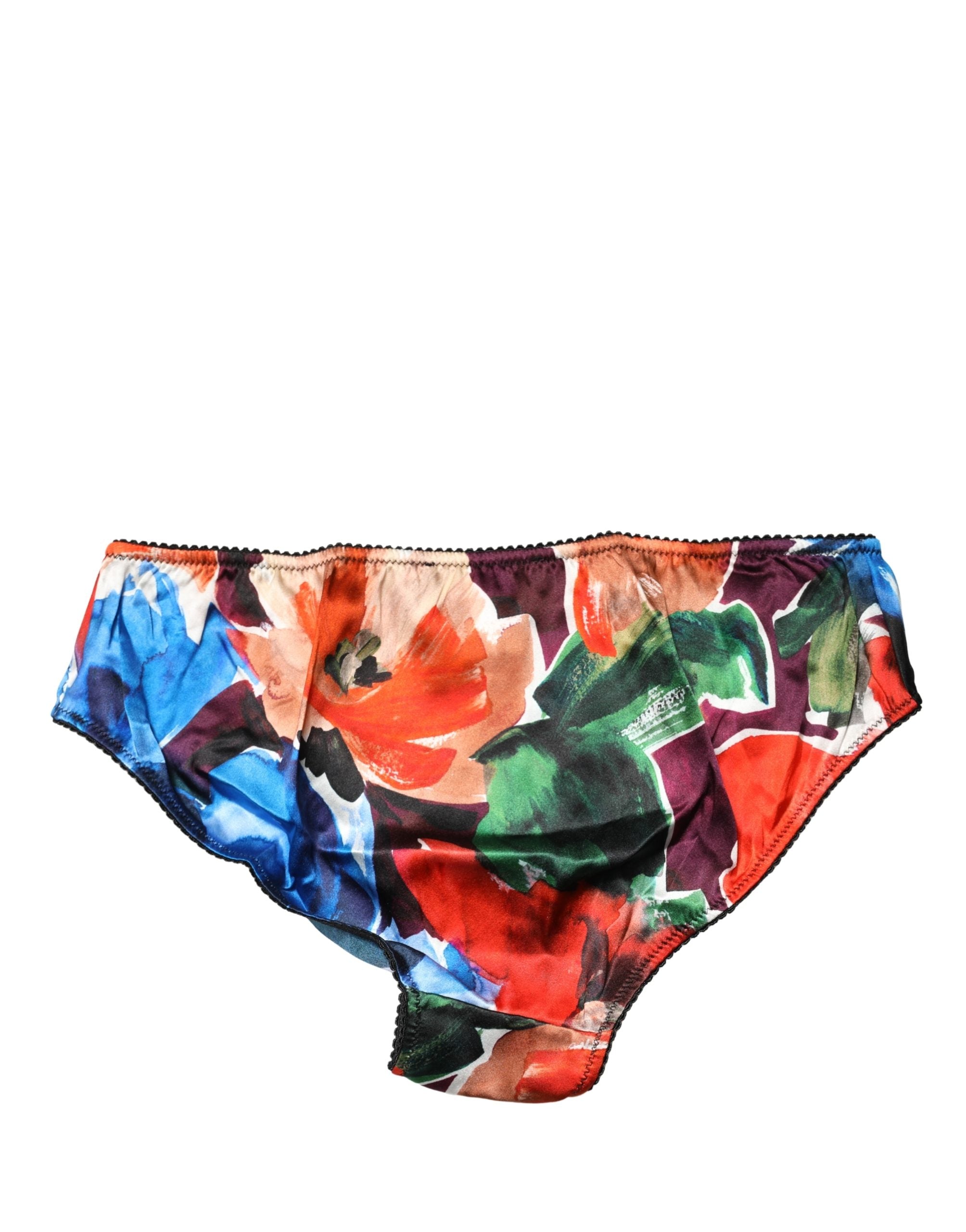 Culotte Dolce & Gabbana à motifs floraux multicolores, taille moyenne, sous-vêtements féminins élégants et confortables.