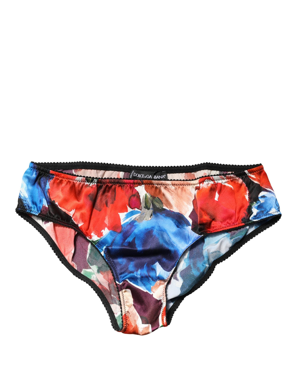 Culotte Dolce & Gabbana fleurie multicolore, taille moyenne, sous-vêtements féminins élégants avec motif floral vibrant.