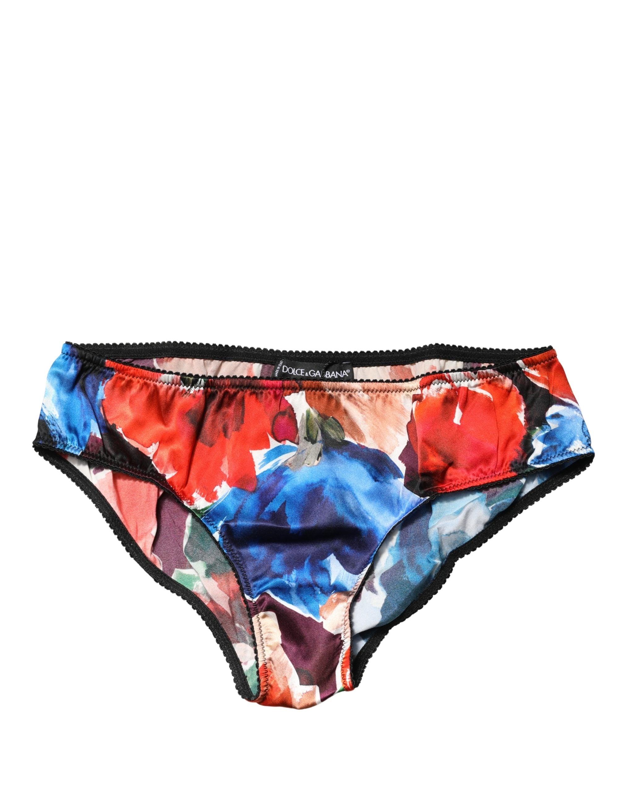 Culotte Dolce & Gabbana fleurie multicolore, taille moyenne, sous-vêtements féminins élégants avec motif floral vibrant.