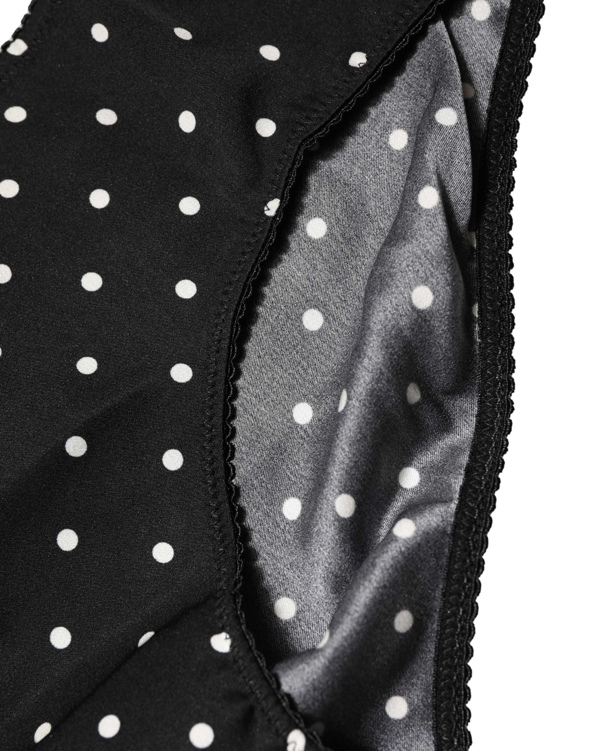 Culotte noire à pois Dolce & Gabbana, taille moyenne, sous-vêtements féminins en coton avec motif à pois.