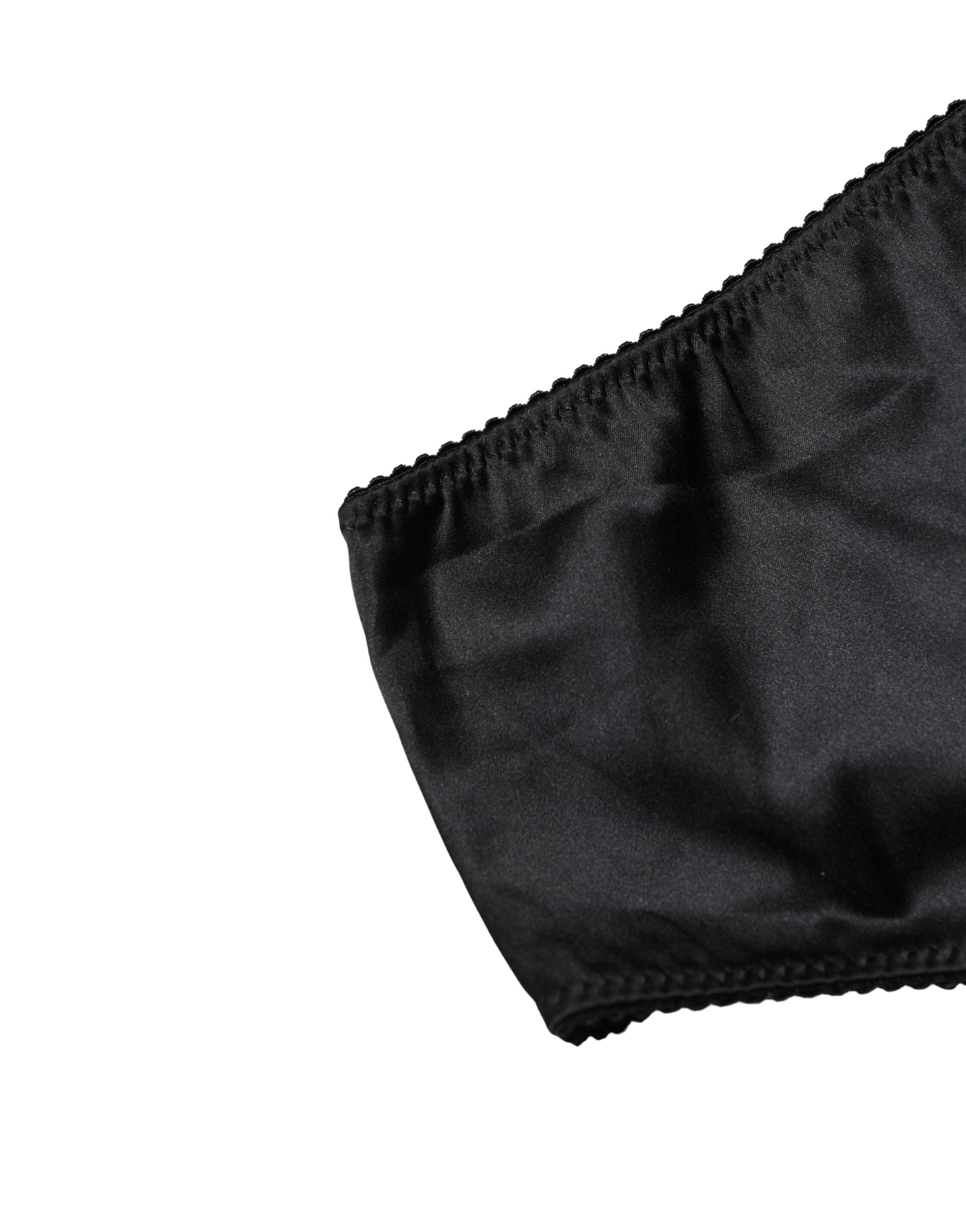 Culotte Dolce & Gabbana en soie noire, taille moyenne, coupe stretch et confort, sous-vêtements élégants pour femme.