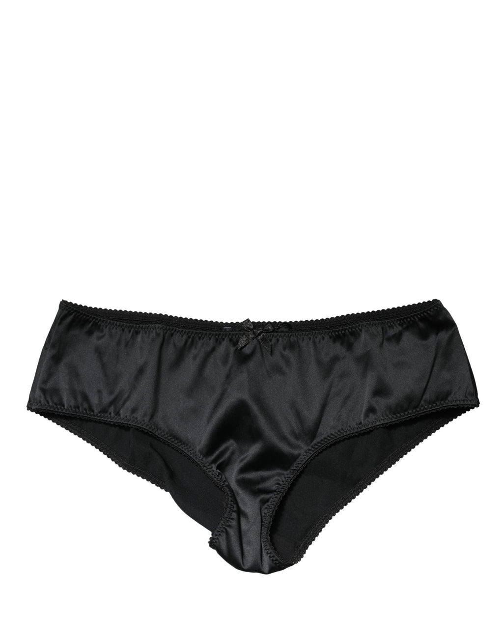 Culotte noire en soie extensible à taille moyenne de Dolce & Gabbana, vue de face avec détails élégants.