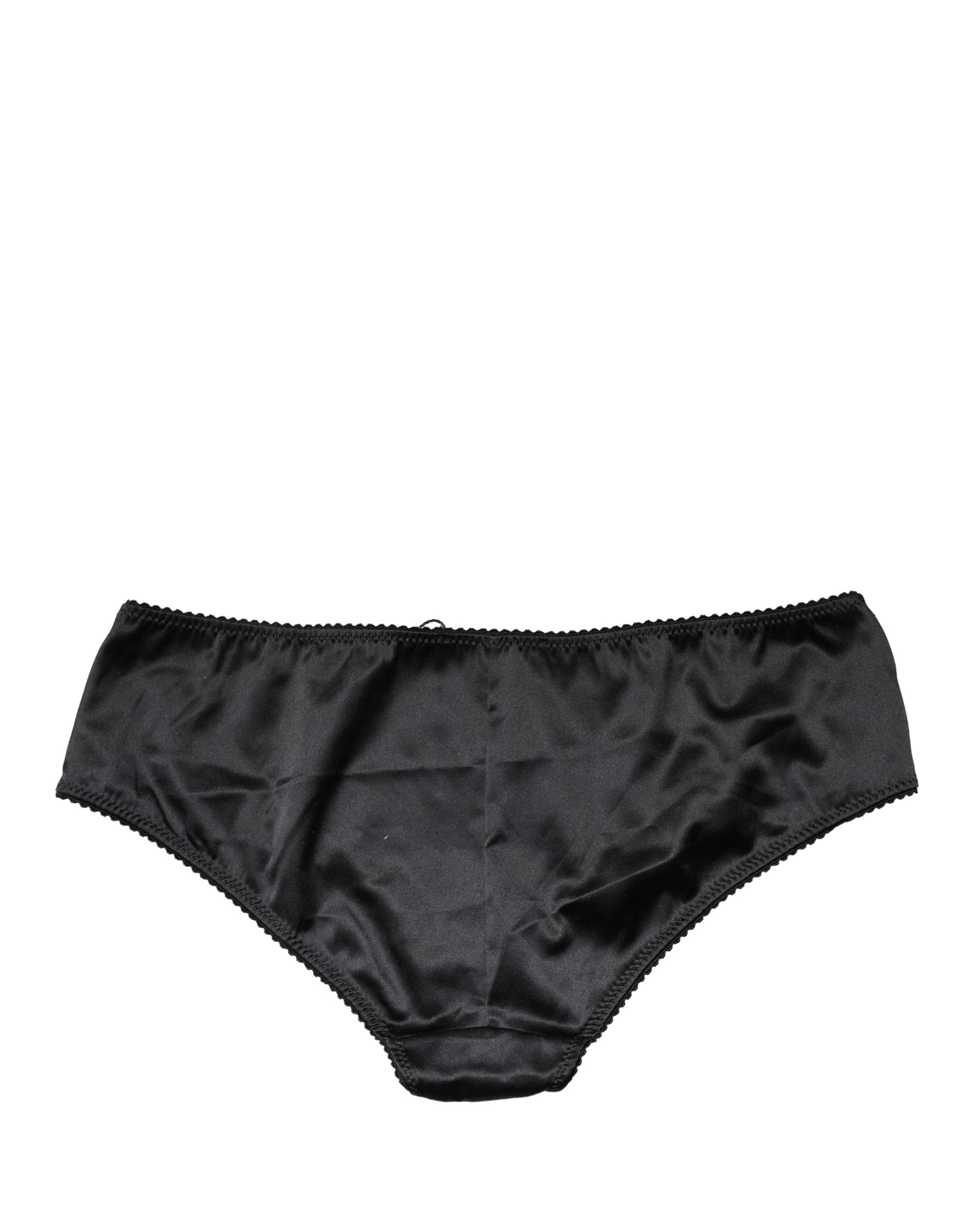 Culotte noire en soie stretch de taille moyenne de Dolce & Gabbana, sous-vêtements élégants et confortables.