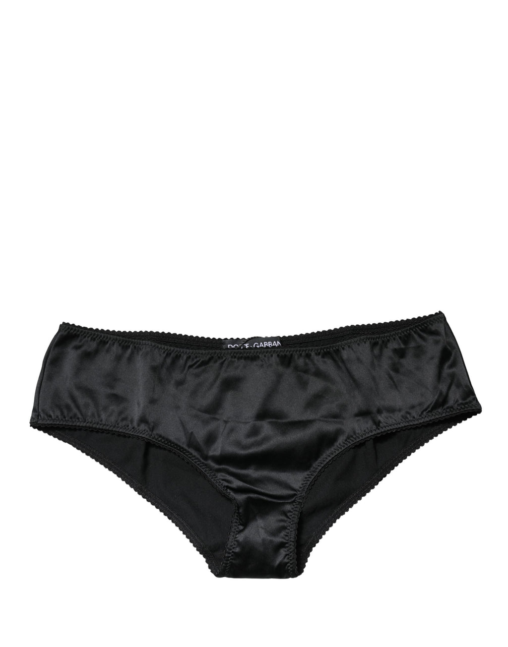 Culotte noire en soie stretch Dolce & Gabbana, taille mi-haute, sous-vêtements élégants et confortables.