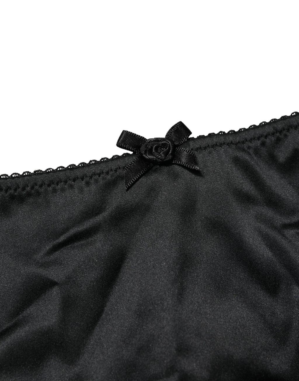 Culotte noire en soie extensible Dolce & Gabbana, taille mi-haute, sous-vêtements féminins élégants et confortables.