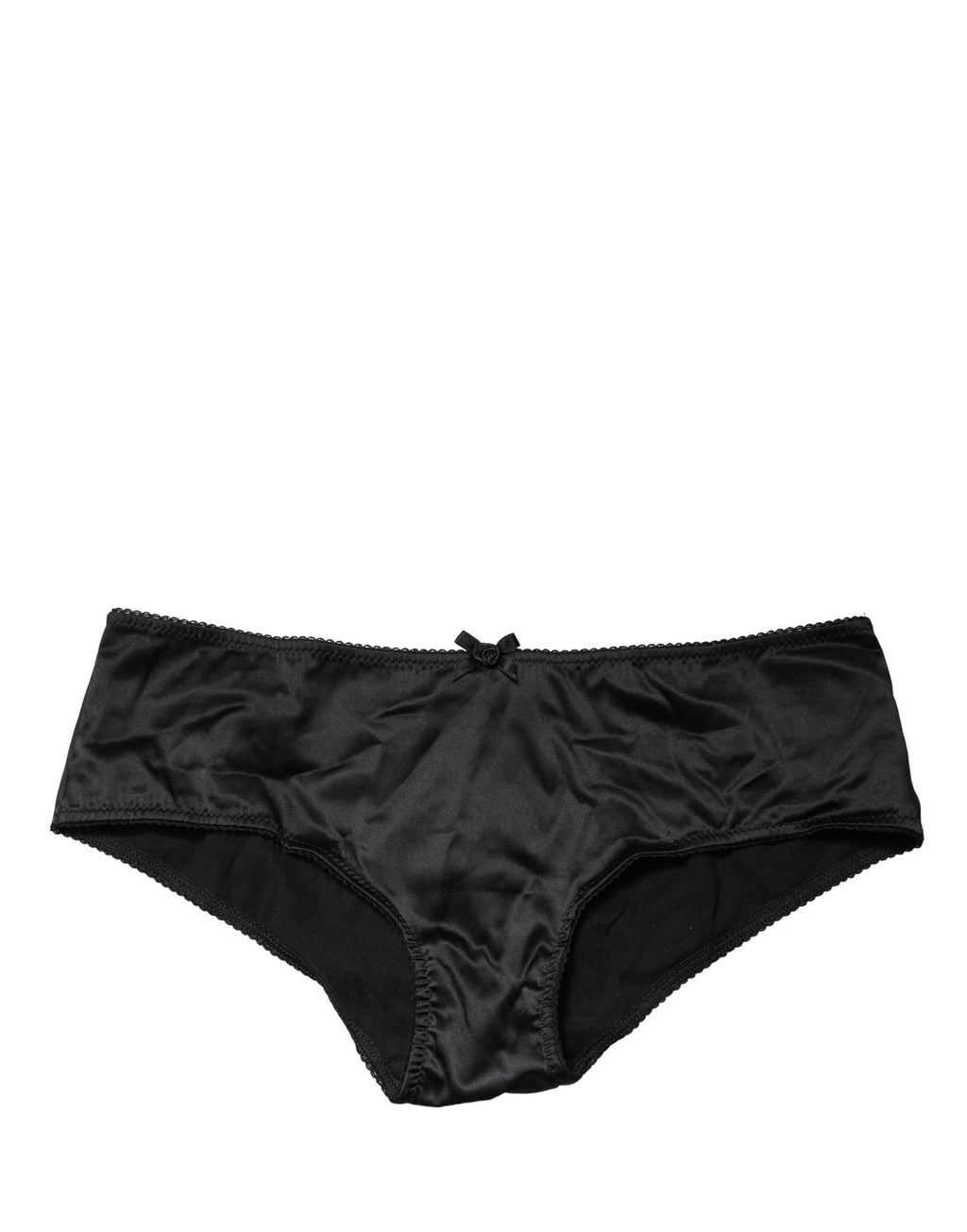 Culotte noire en soie extensible de taille moyenne de Dolce & Gabbana, vêtement de lingerie élégante et confortable.