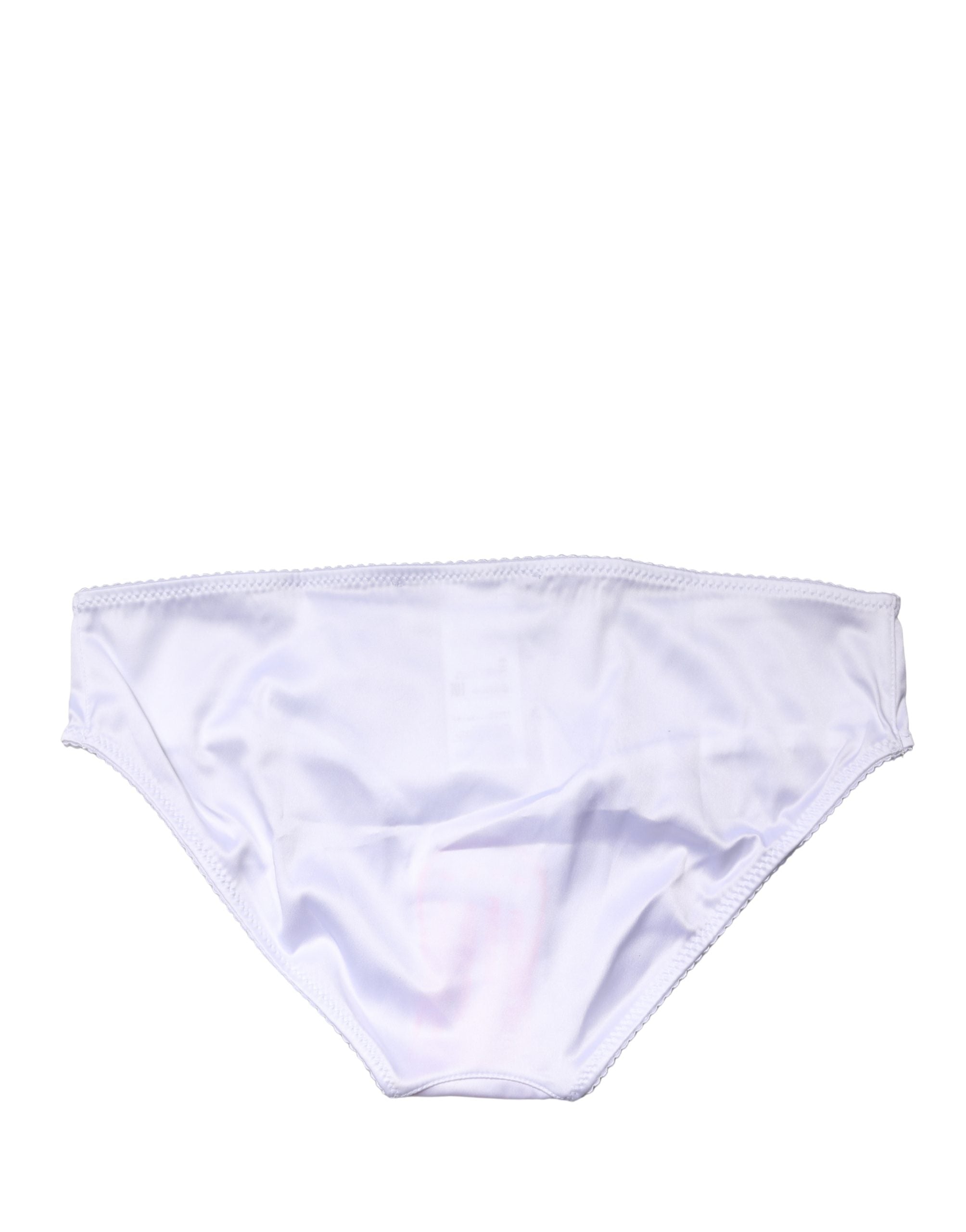 Culotte blanche en soie stretch Dolce & Gabbana, taille mi-haute, sous-vêtements élégants et confortables.