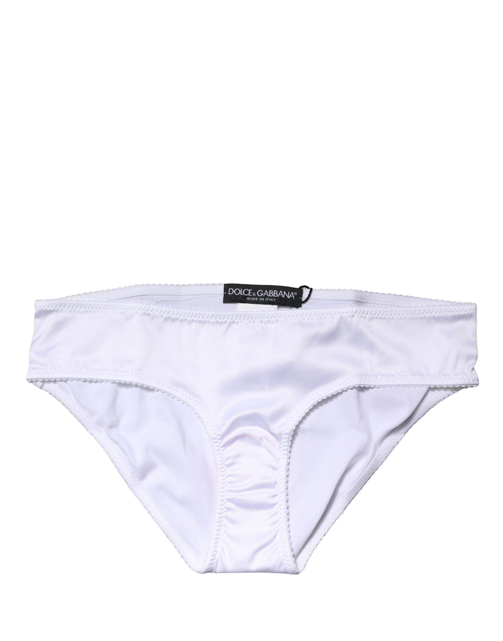 Culotte blanche en soie stretch à taille moyenne de Dolce & Gabbana, sous-vêtement élégant et confortable.
