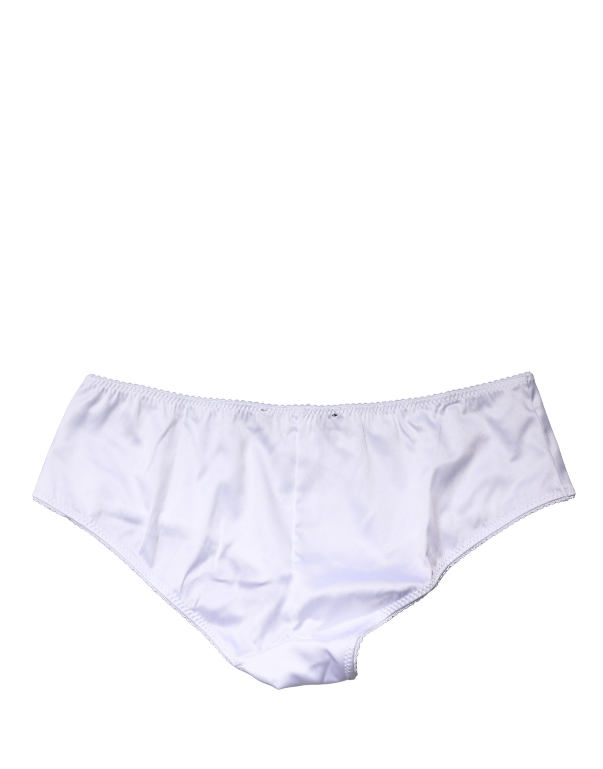 Culotte blanche en soie extensible Dolce & Gabbana, taille mi-haute, sous-vêtements élégants et confortables.