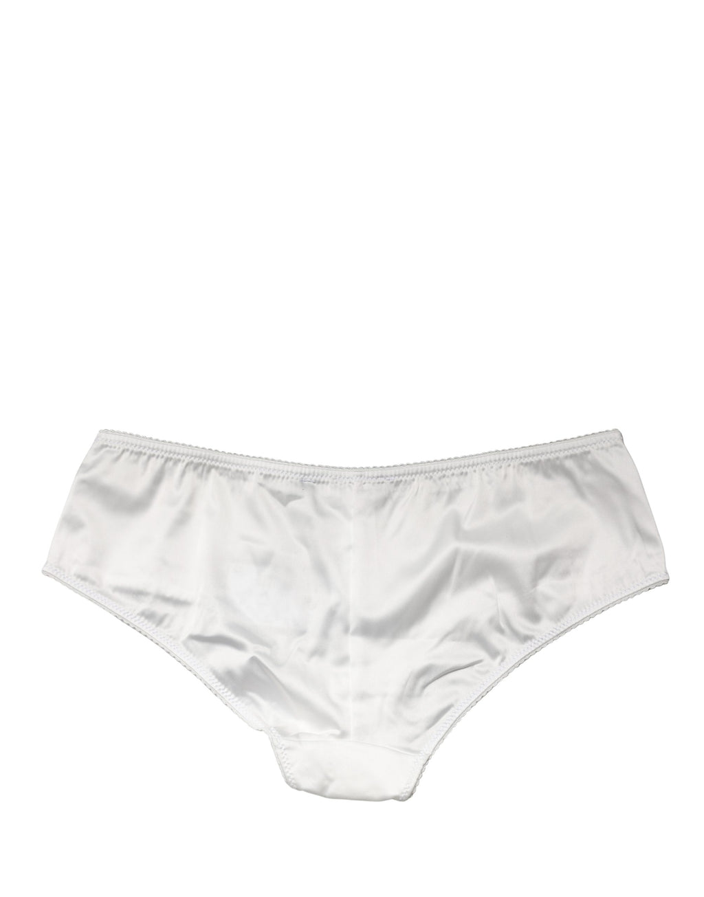 Culotte blanche en soie stretch à taille moyenne de Dolce & Gabbana, sous-vêtements élégants et confortables.