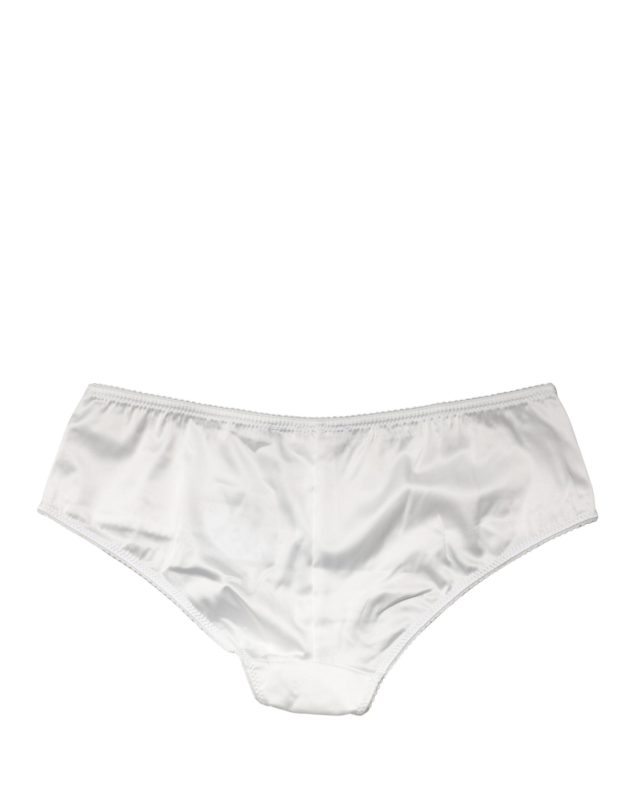 Culotte blanche en soie stretch à taille moyenne de Dolce & Gabbana, sous-vêtements élégants et confortables.