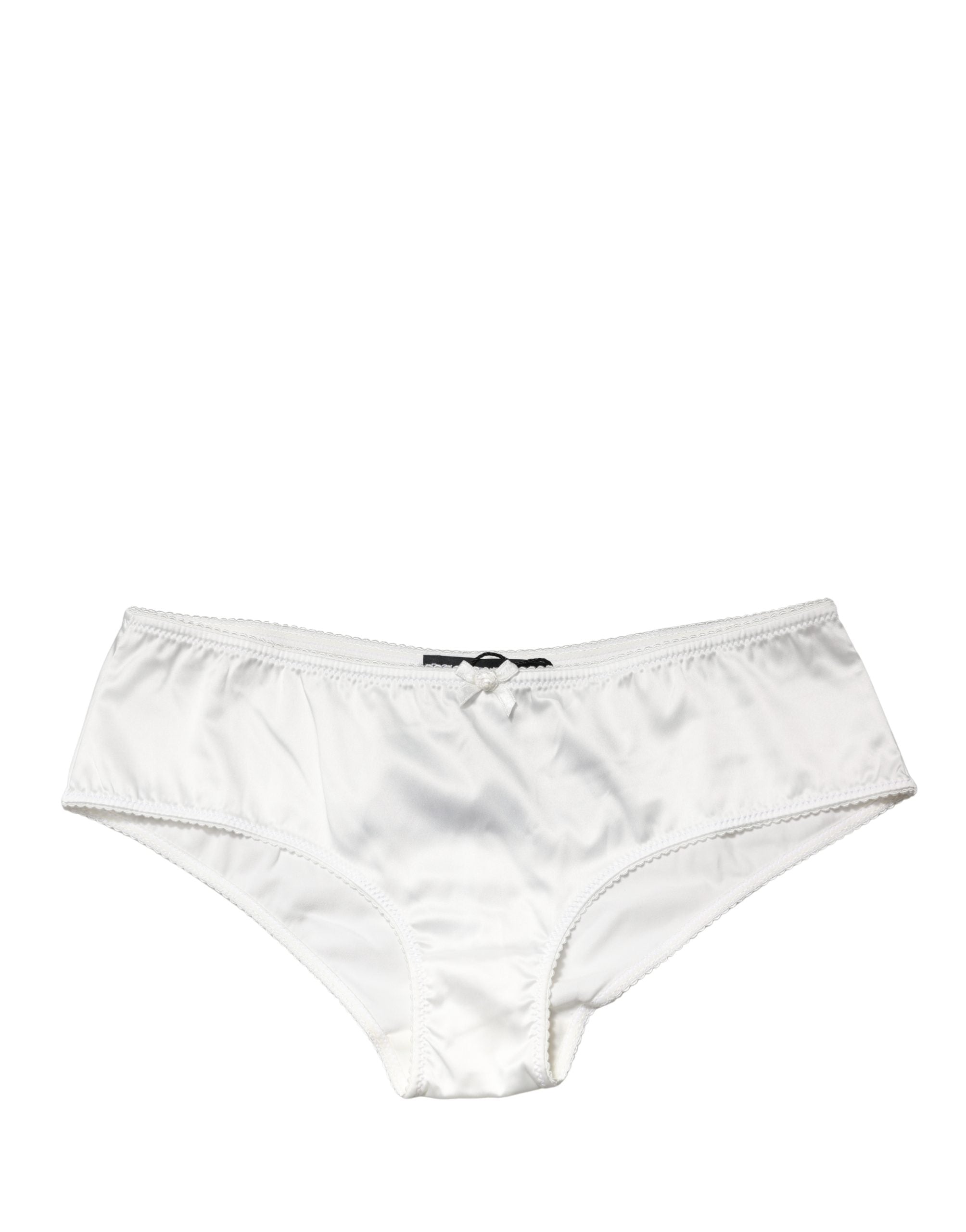 Culotte blanche en soie extensible Dolce & Gabbana, taille mi-haute, sous-vêtements élégants et confortables.