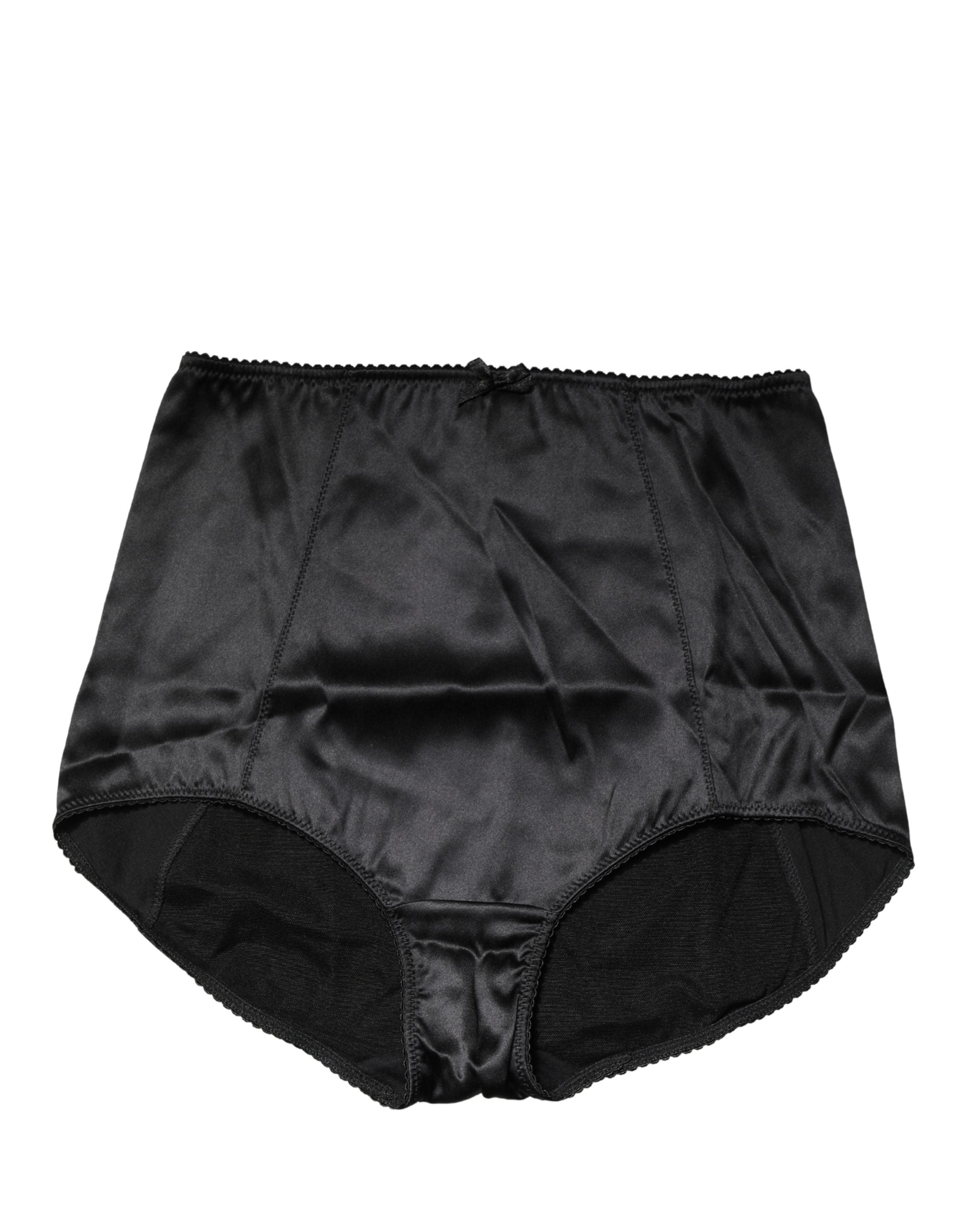 Culotte haute en soie mélangée noire de la marque Dolce & Gabbana, sous-vêtements féminins élégants et confortables.