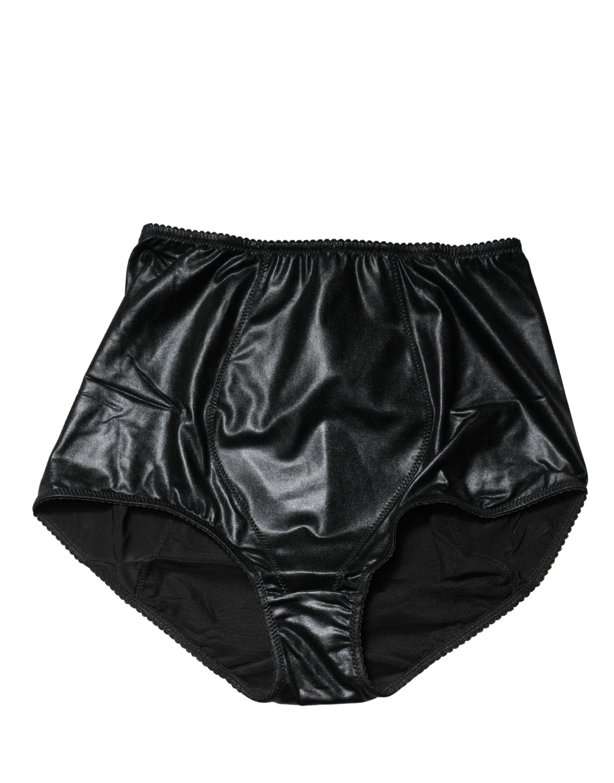 Culotte haute en soie mélangée noire de Dolce & Gabbana, sous-vêtements féminins élégants et confortables.