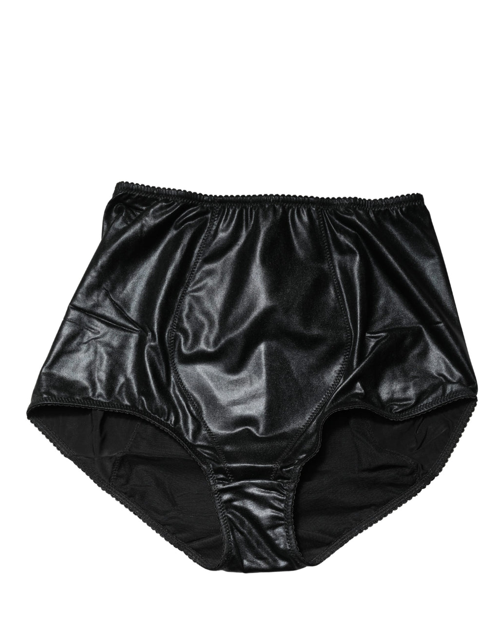 Culotte haute Dolce & Gabbana en soie mélangée noire, sous-vêtement féminin élégant et confortable, vue de face.