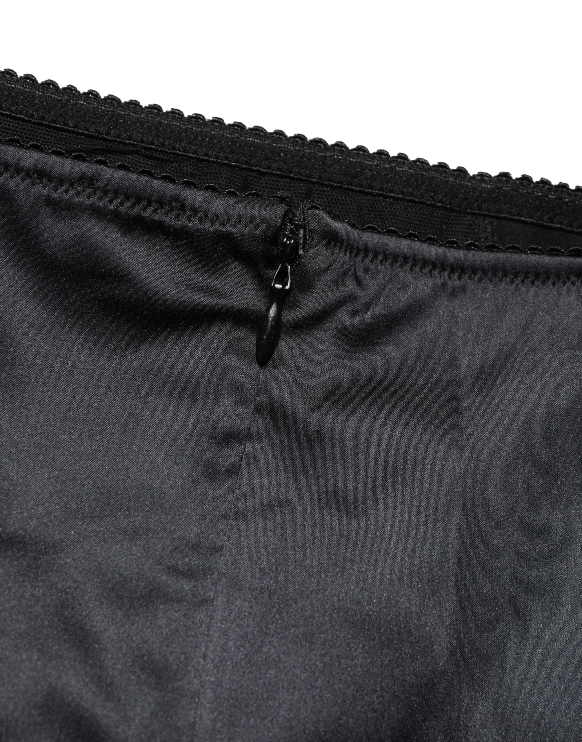 Culotte haute en soie mélangée noire de Dolce & Gabbana, sous-vêtement féminin élégant et taille haute.