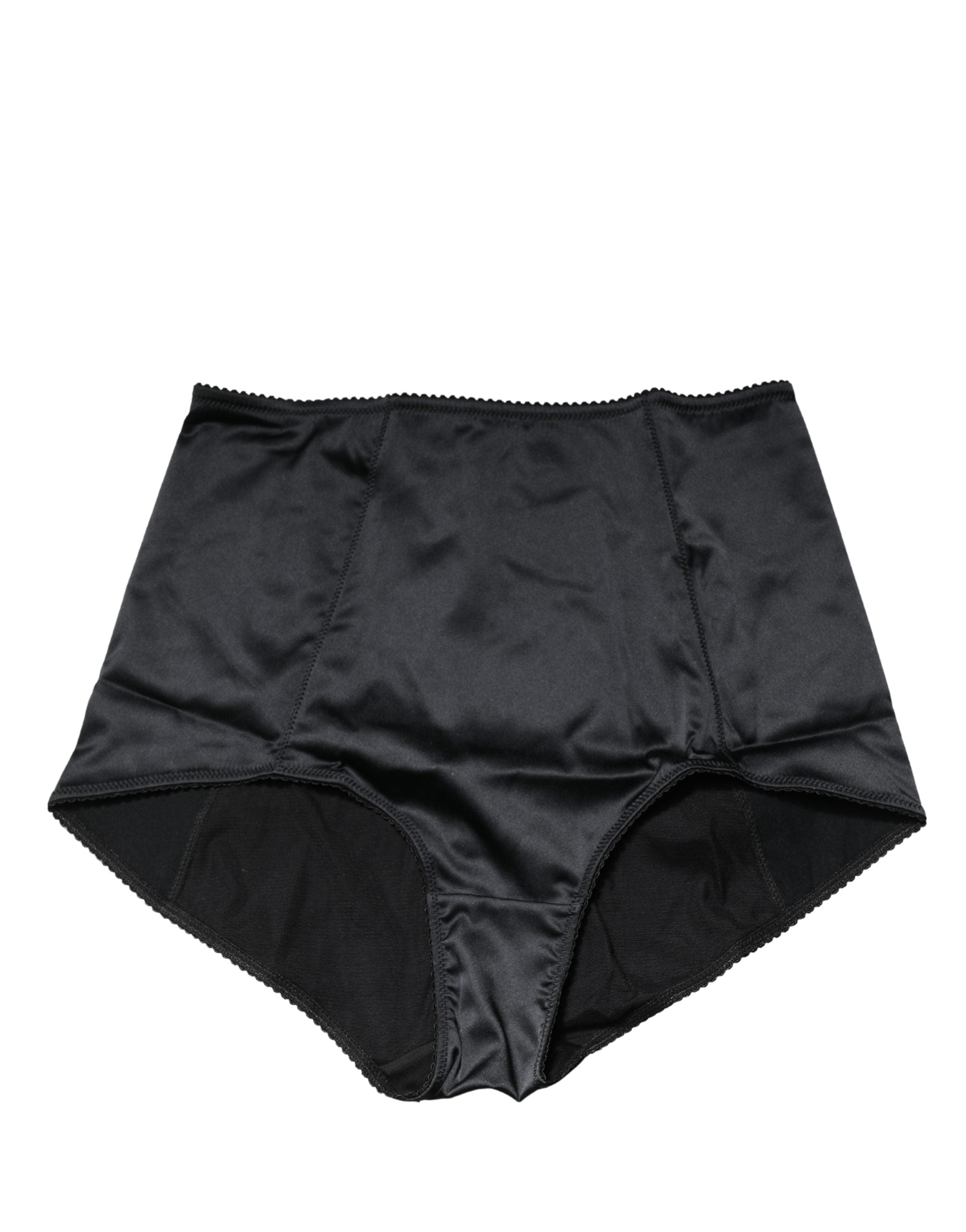 Culotte haute en soie mélangée noire de la marque Dolce & Gabbana, sous-vêtements élégants et confortables.