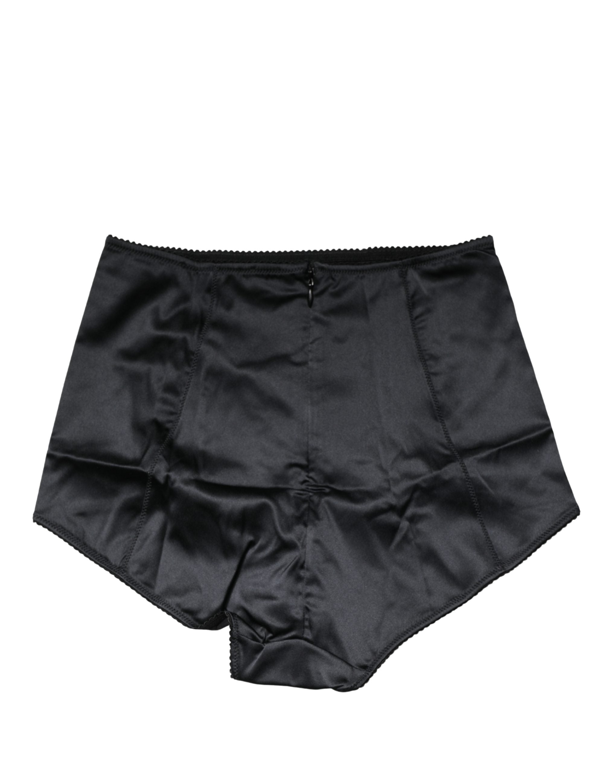 Culotte haute en soie mélangée noire de Dolce & Gabbana, sous-vêtements féminins élégants et sophistiqués.