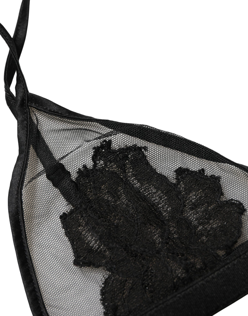 Soutien-gorge triangle Dolce & Gabbana noir à fleurs en coton doux, sans armatures, pour un confort élégant.