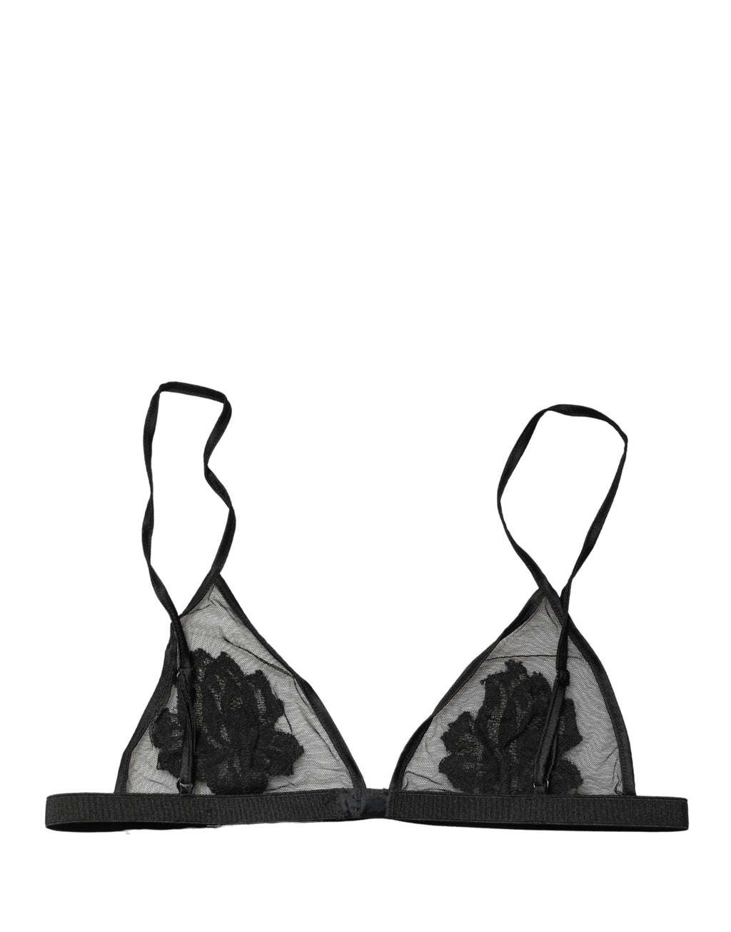 Soutien-gorge triangle noir Dolce & Gabbana à fleurs, soft cup, sous-vêtements élégants et confortables.