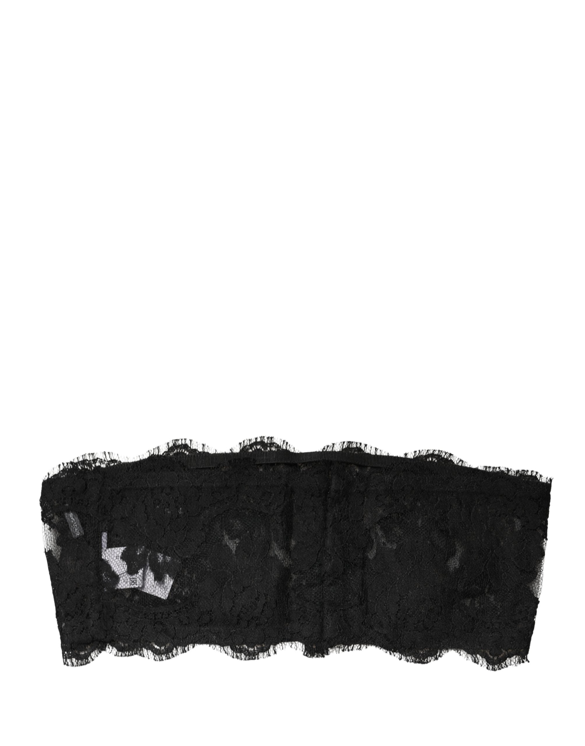 Ensemble de sous-vêtements noir de Dolce & Gabbana, soutien-gorge bandeau en dentelle pour femmes.