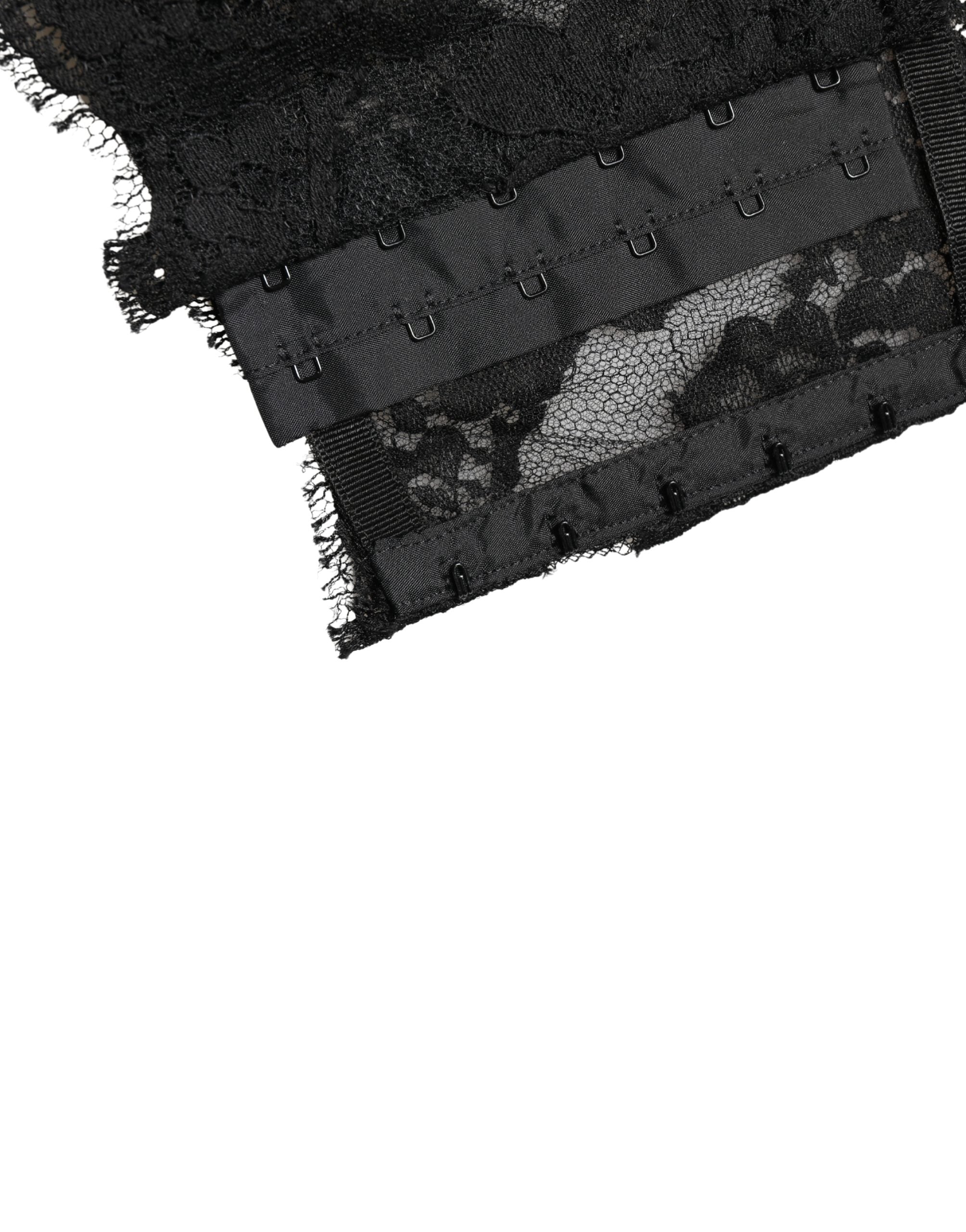 Soutien-gorge bandeau en dentelle noire de Dolce & Gabbana, sous-vêtements élégants et féminins.