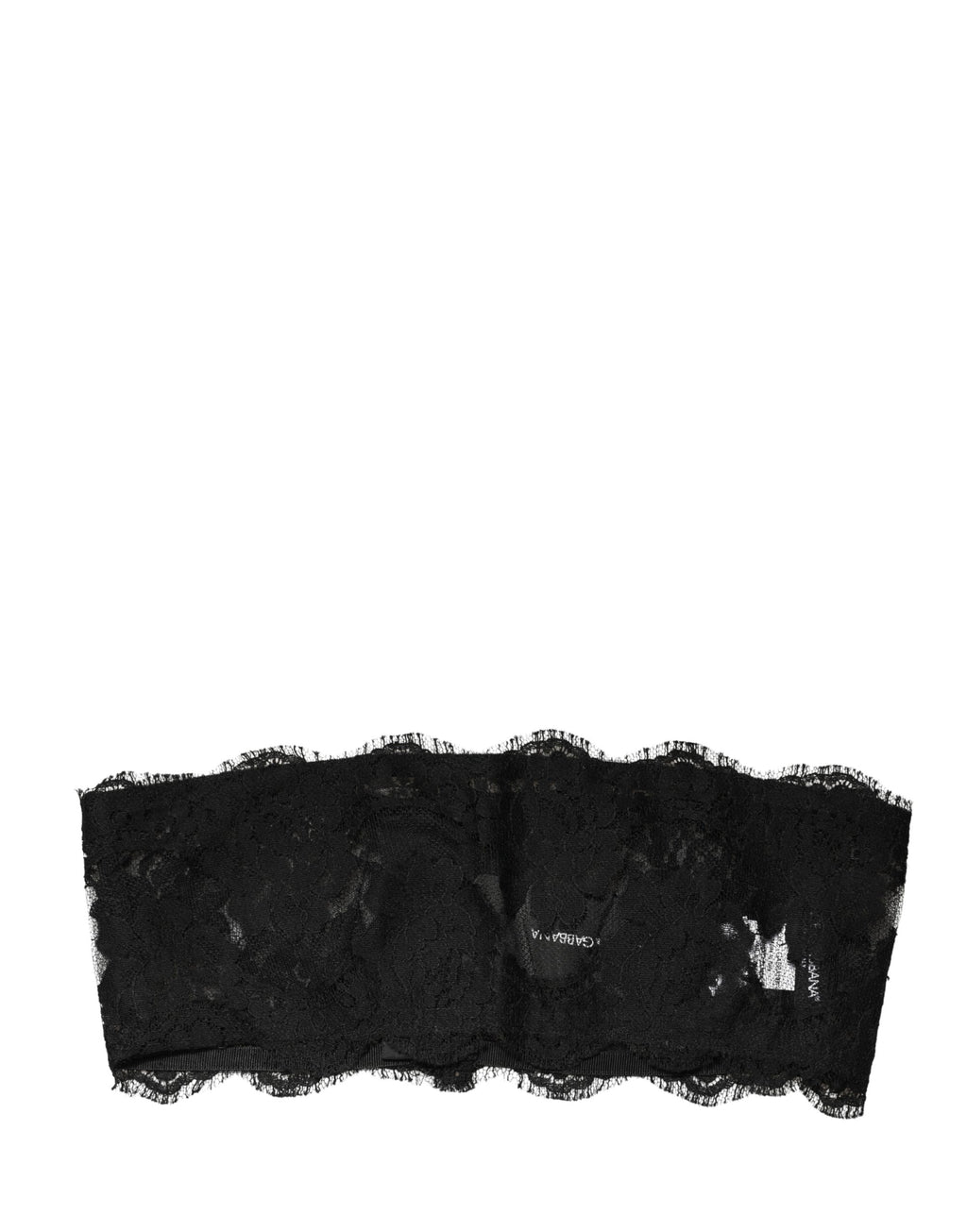 Soutien-gorge bandeau en dentelle noire de Dolce & Gabbana, sous-vêtement élégant et ajusté.