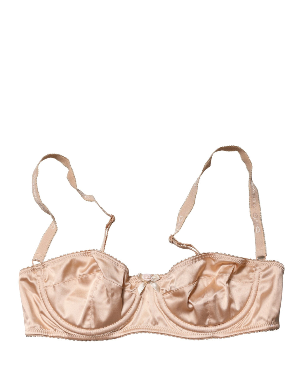 Soutien-gorge balconnet beige Dolce & Gabbana en dentelle semi-rembourrée avec armatures, élégant et féminin.