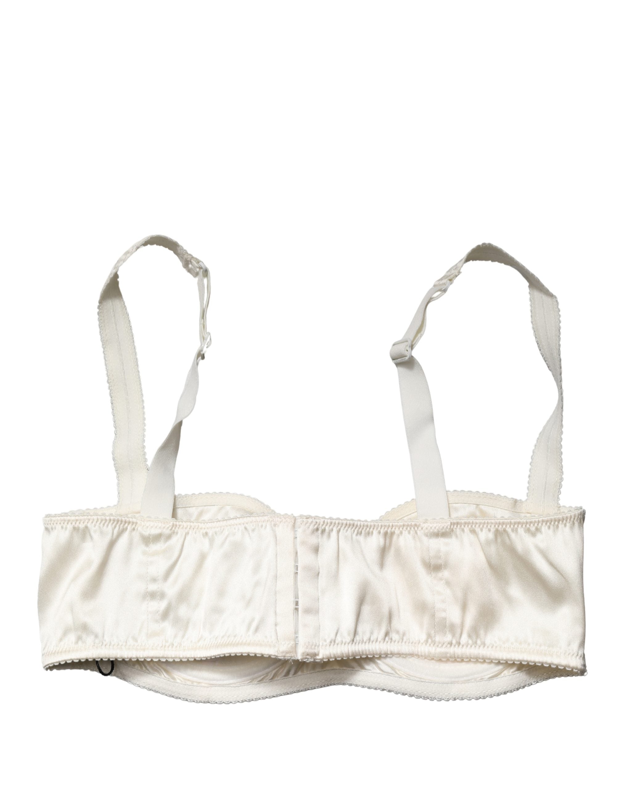 Soutien-gorge balconnet Dolce & Gabbana blanc cassé avec armatures, design semi-rembourré et élégant sous-vêtements femme.