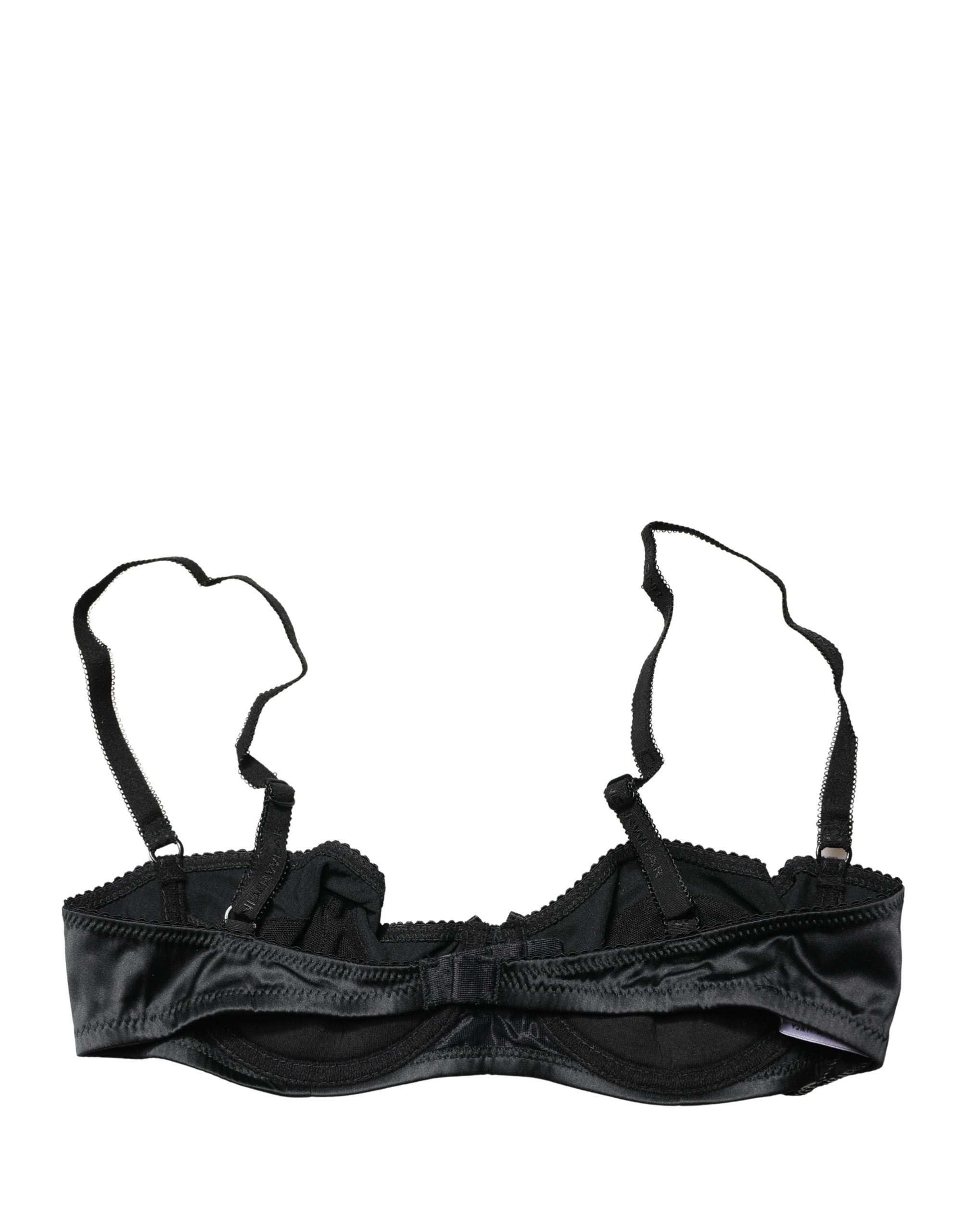 Soutien-gorge balconnet noir Dolce & Gabbana avec armatures, semi-rembourré, en dentelle élégante.