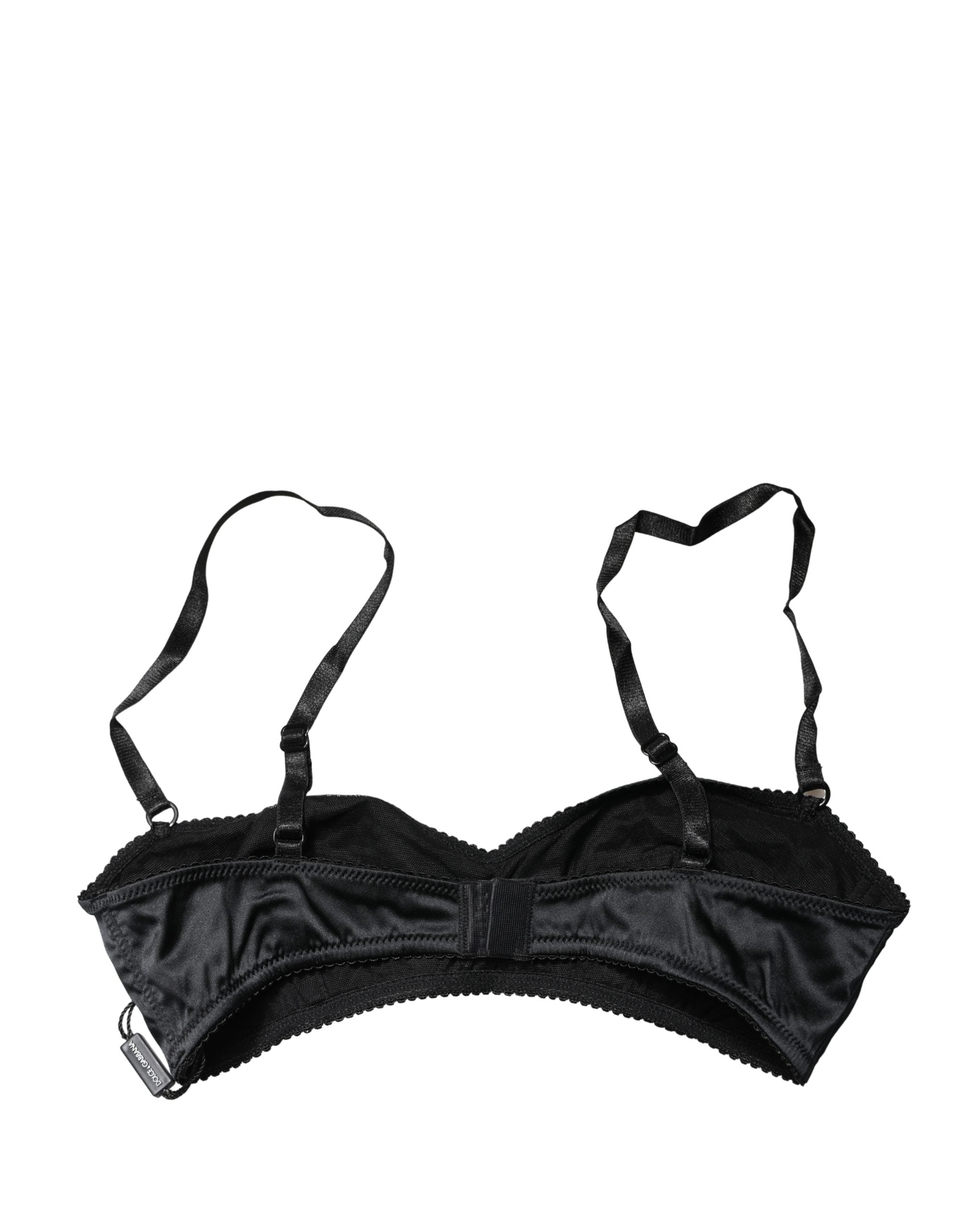 Soutien-gorge balconnet noir Dolce & Gabbana à armatures semi-rembourrées, sous-vêtements élégants et sophistiqués.
