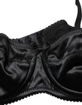 Soutien-gorge balconnet noir Dolce & Gabbana avec armatures semi-rembourrées, élégant et sophistiqué, vu de face.