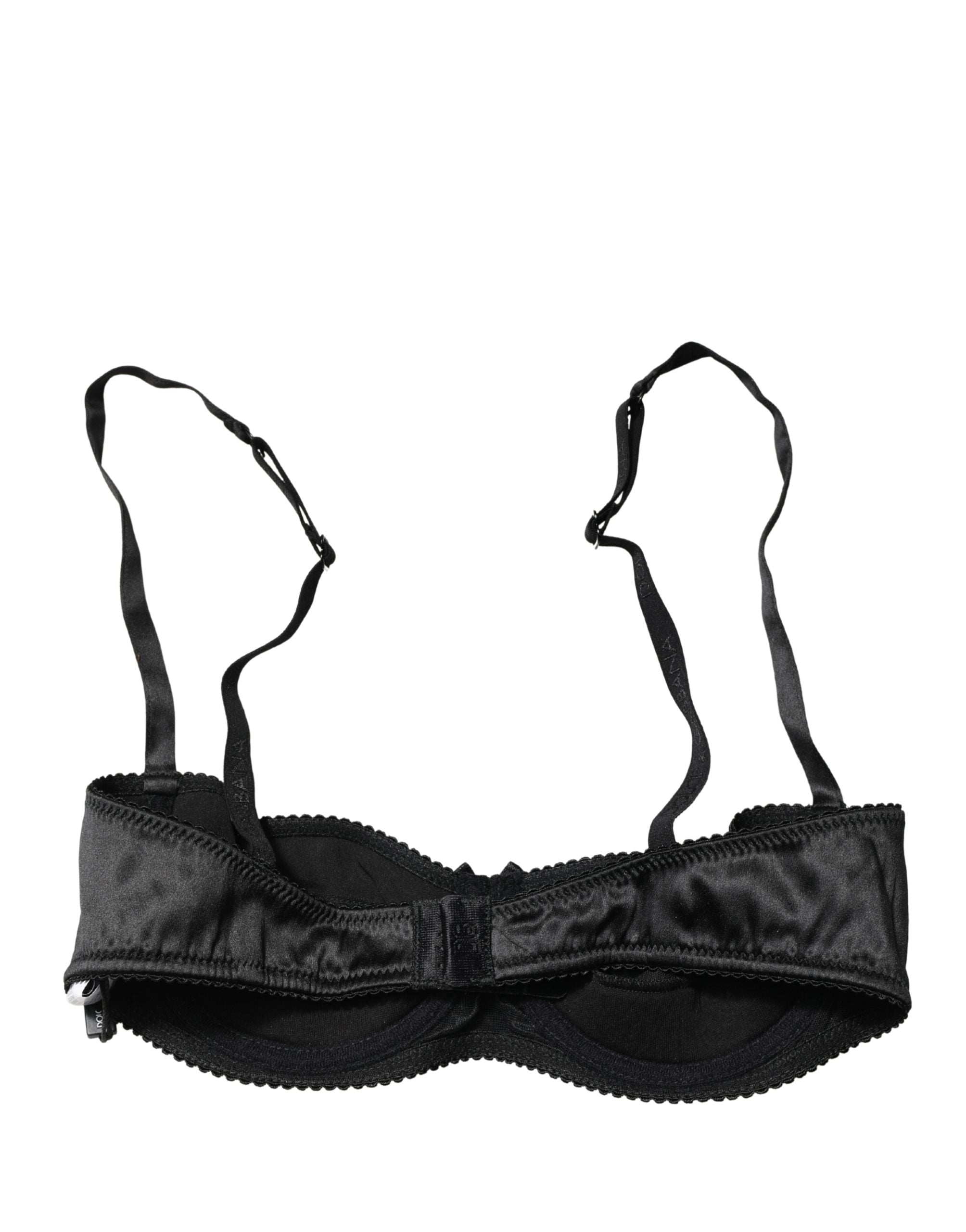 Soutien-gorge balconnet noir Dolce & Gabbana avec armatures semi-rembourrées et design élégant, vue de face.
