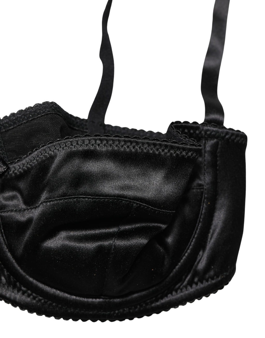 Soutien-gorge balconnet noir Dolce & Gabbana avec armatures mi-pad, design élégant et détails raffinés.