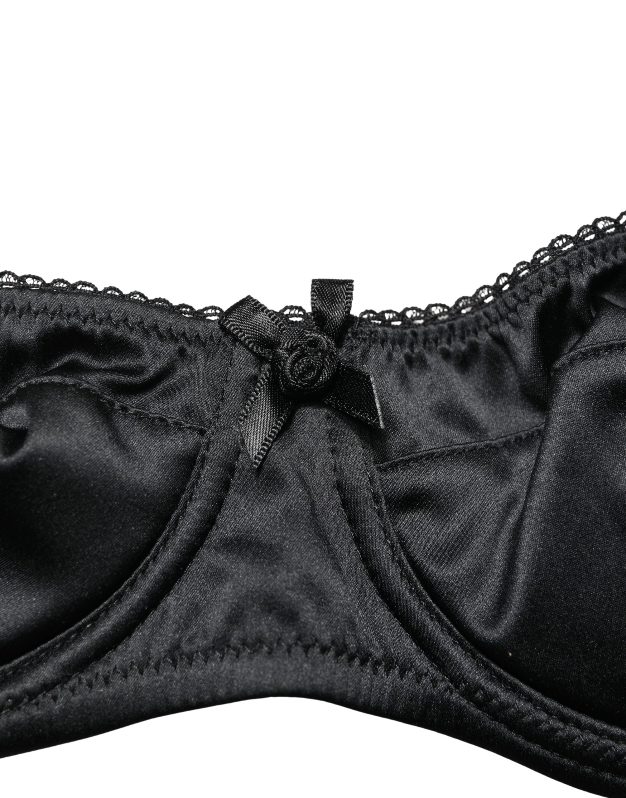 Soutien-gorge balconnet noir Dolce & Gabbana avec armatures semi-rembourrées, en dentelle élégante.