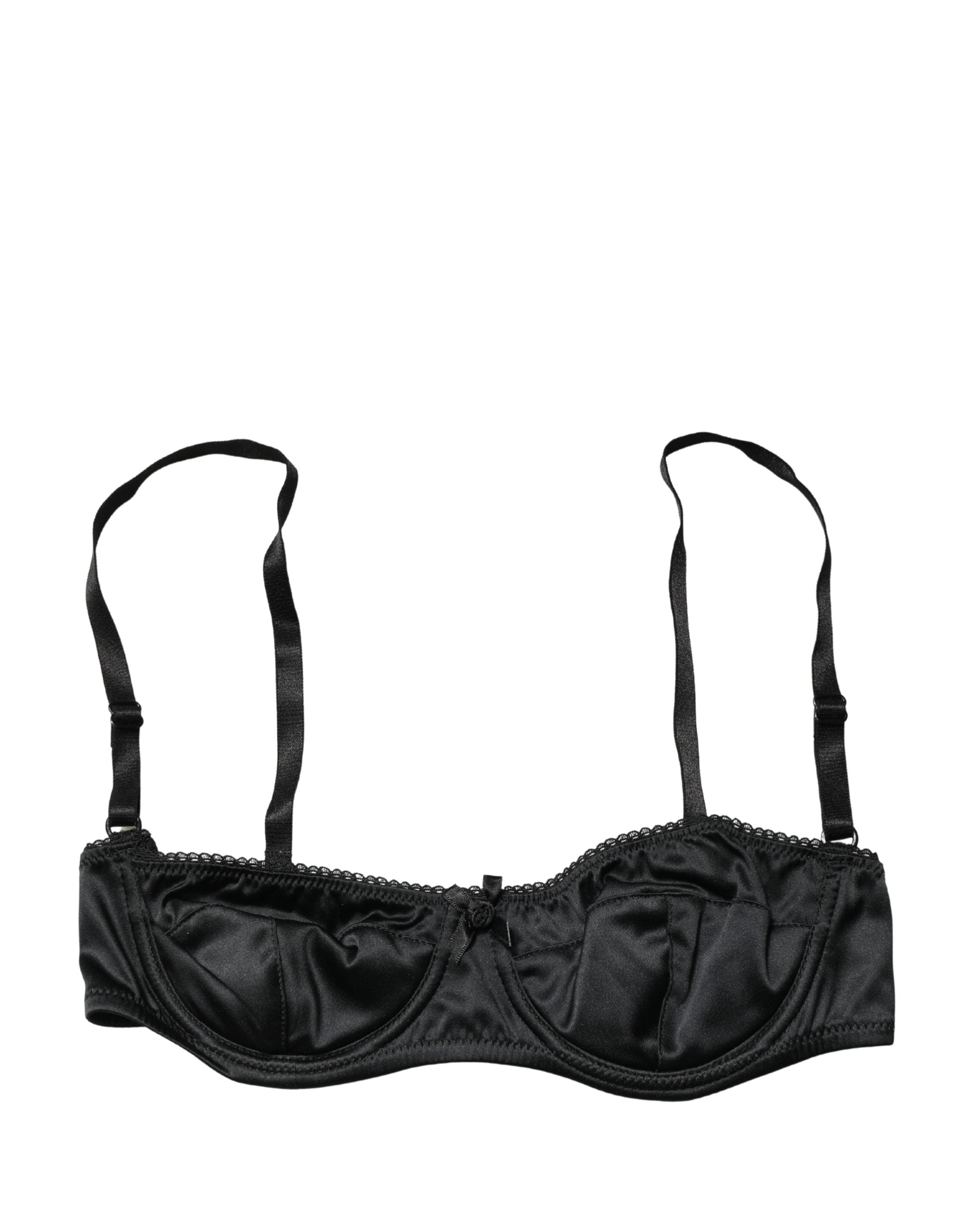 Soutien-gorge balconnet noir Dolce & Gabbana avec armatures et demi-couverture, en dentelle élégante.