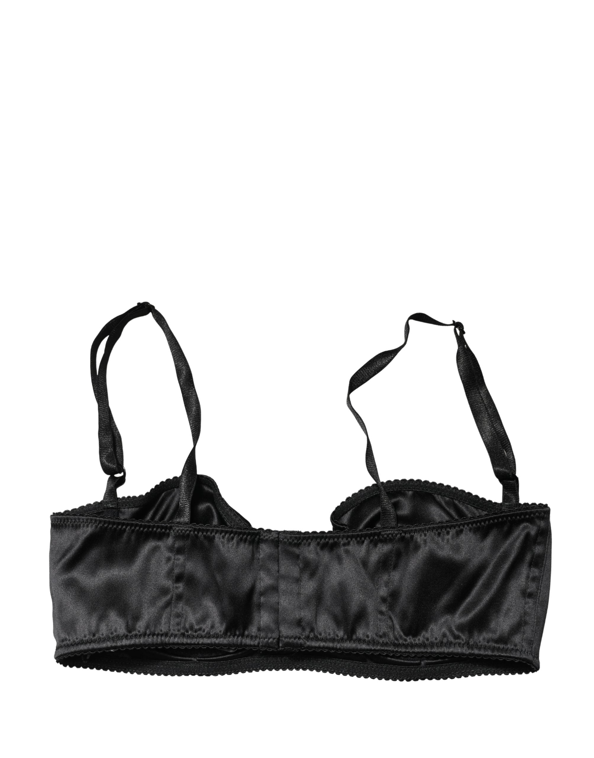 Soutien-gorge balconnet noir Dolce & Gabbana avec armatures semi-rembourrées et design élégant, vue de face.