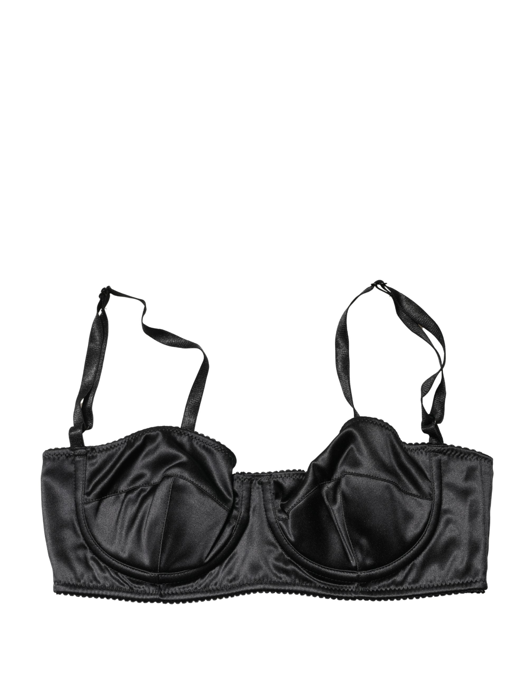 Soutien-gorge balconnet noir Dolce & Gabbana avec armatures, semi-rembourré, design élégant et finitions en dentelle.
