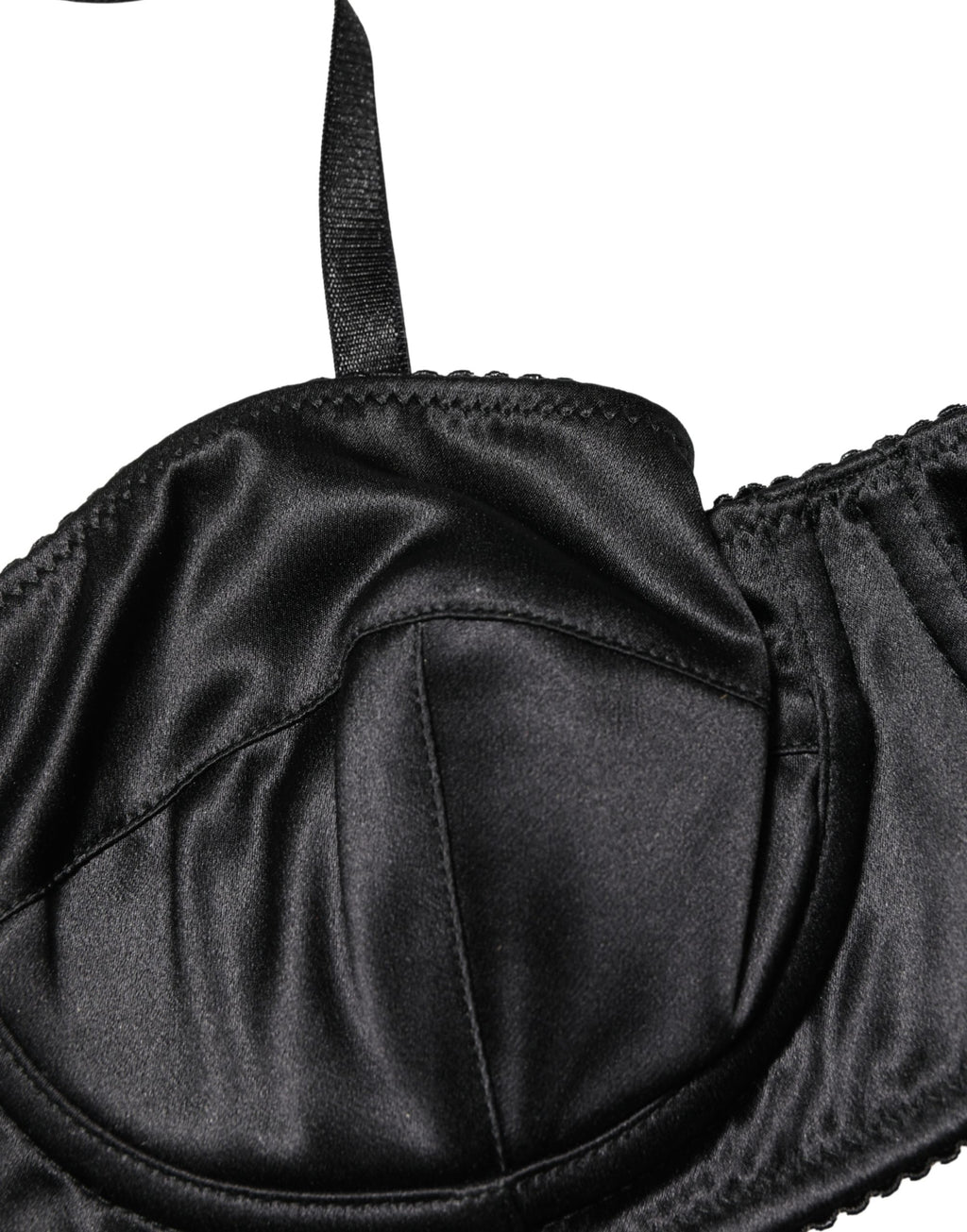 Soutien-gorge balconnet noir Dolce & Gabbana avec armatures semi-rembourrées et design élégant, vue de face.