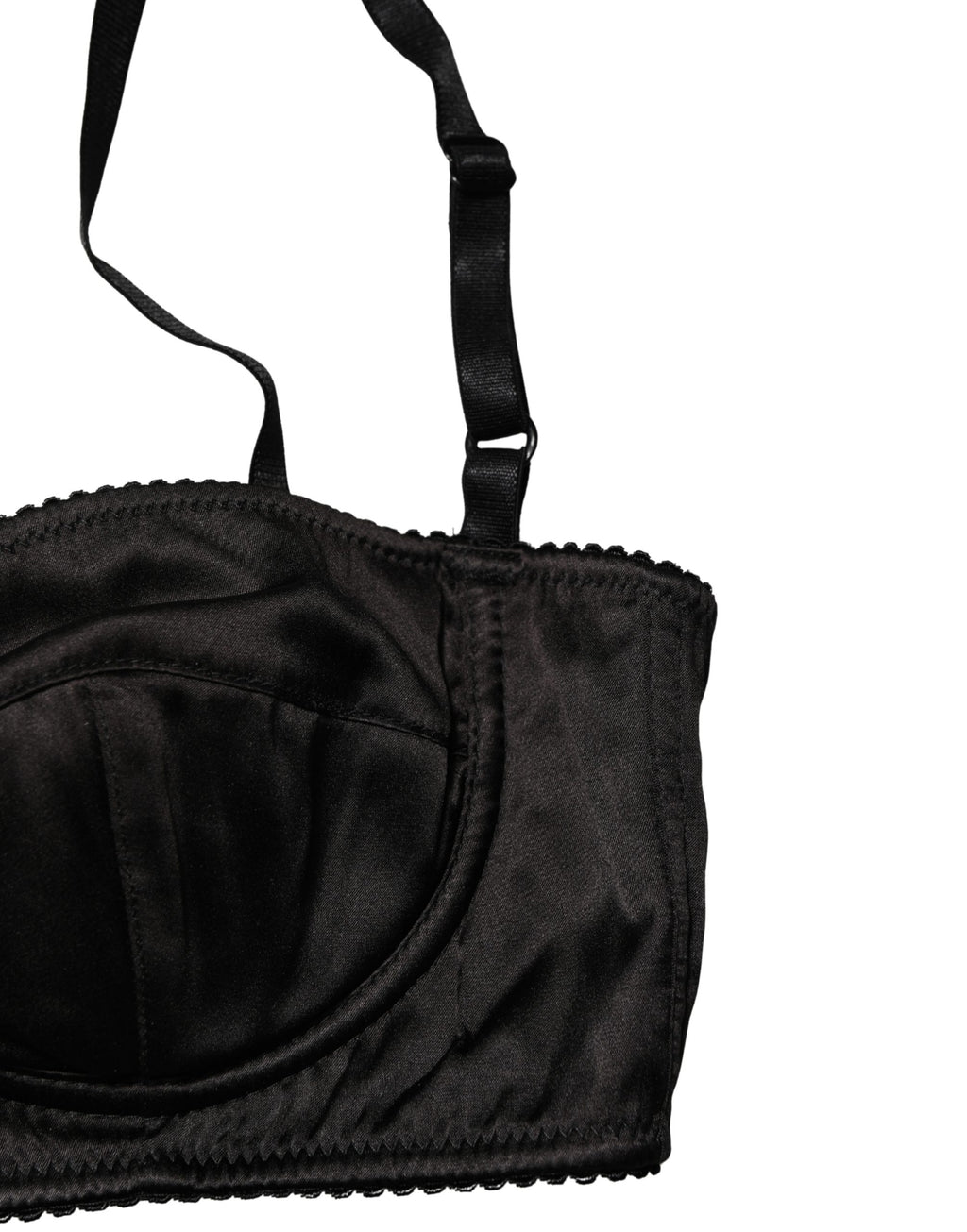 Soutien-gorge balconnet noir Dolce & Gabbana avec armatures semi-rembourrées et design élégant.
