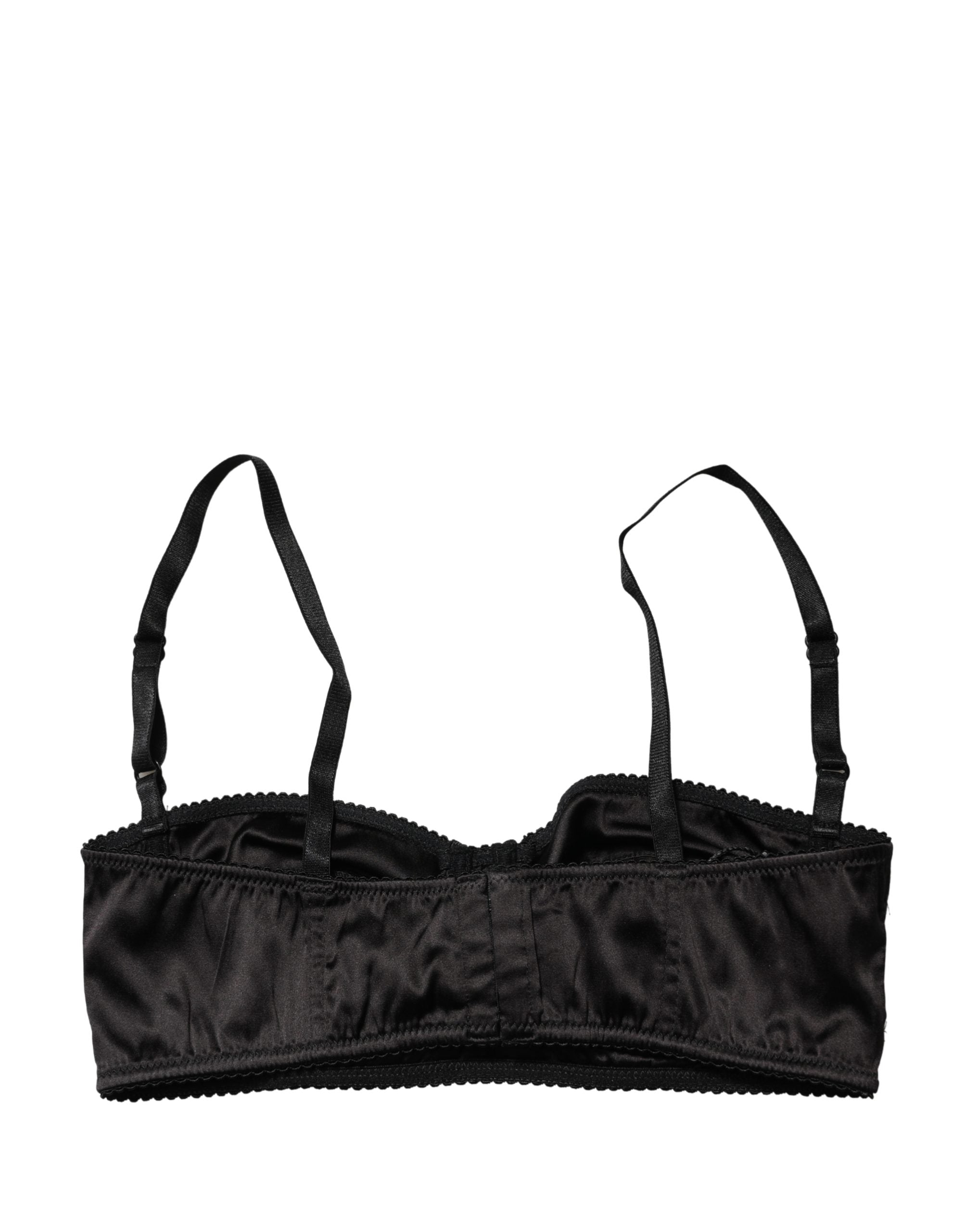 Soutien-gorge balconnet noir Dolce & Gabbana avec armatures semi-rembourrées et design élégant visible sur l'image.