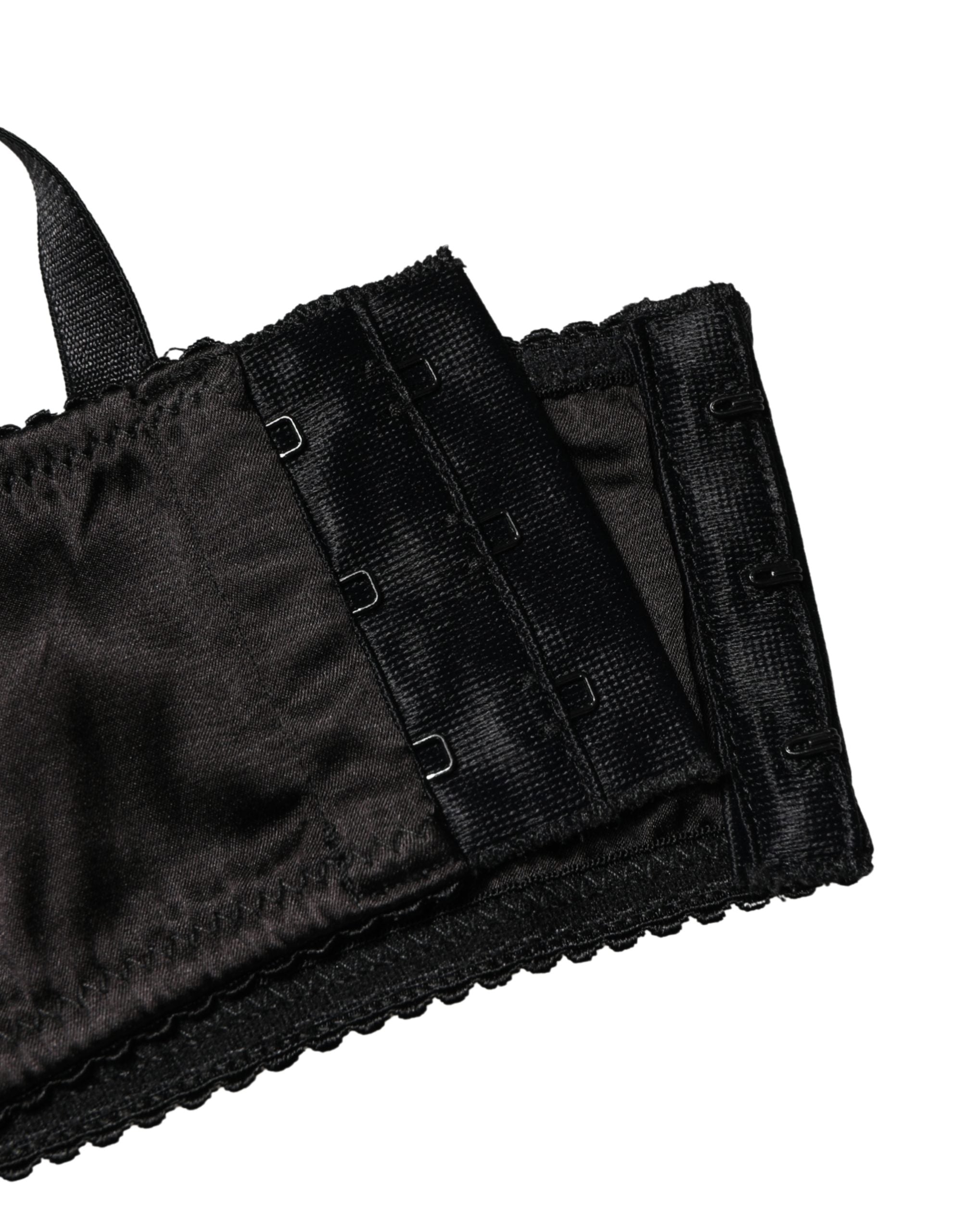 Soutien-gorge balconnet noir Dolce & Gabbana avec armatures semi-rembourrées et design élégant visible sur l'image.