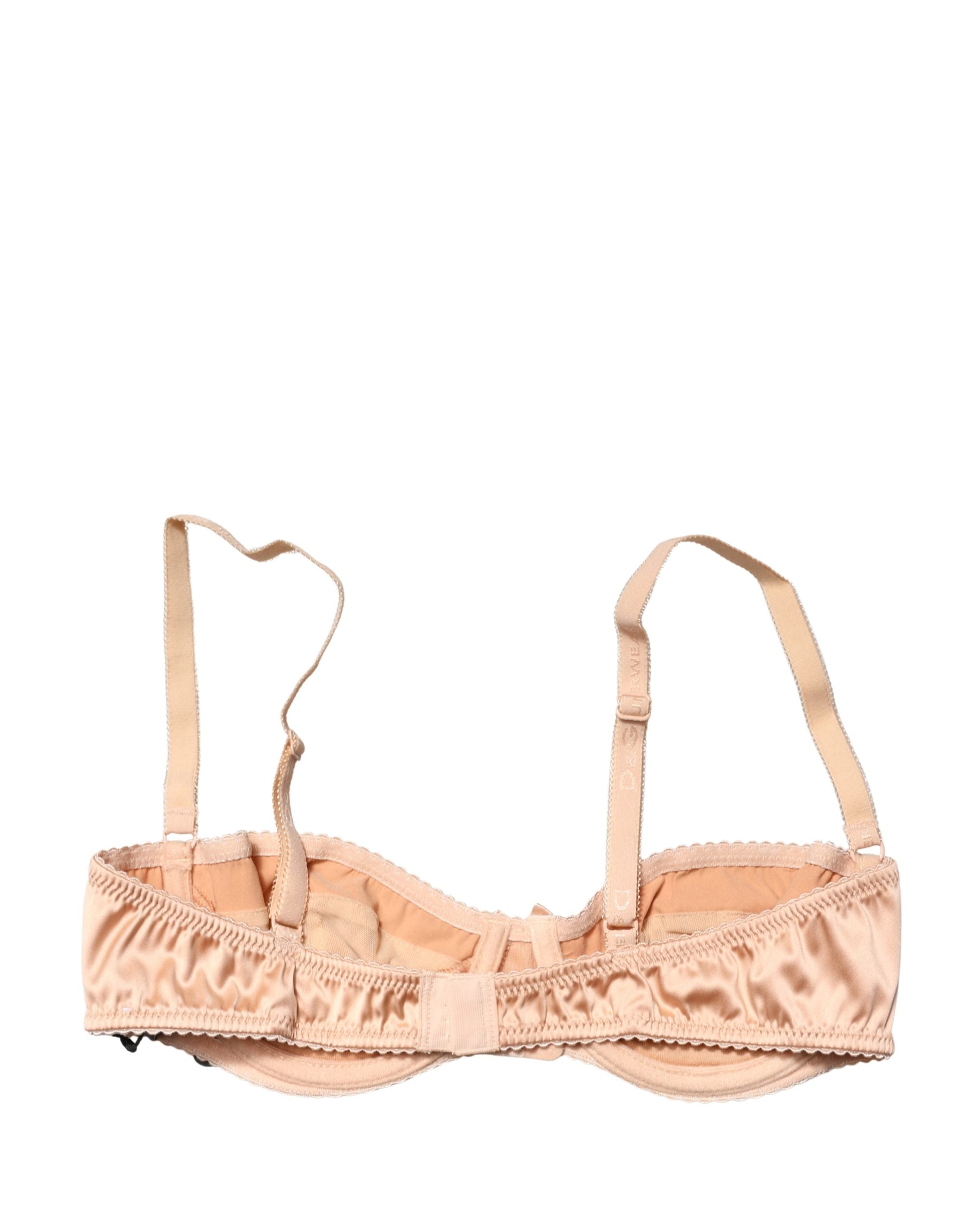 Soutien-gorge balconnet beige Dolce & Gabbana avec armatures semi-rembourrées et design élégant.