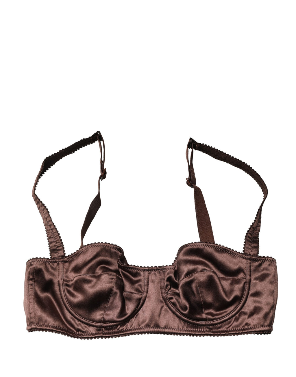 Sous-vêtements Dolce & Gabbana en coton marron, soutien-gorge balconnet semi-rembourré avec armatures, détails élégants.